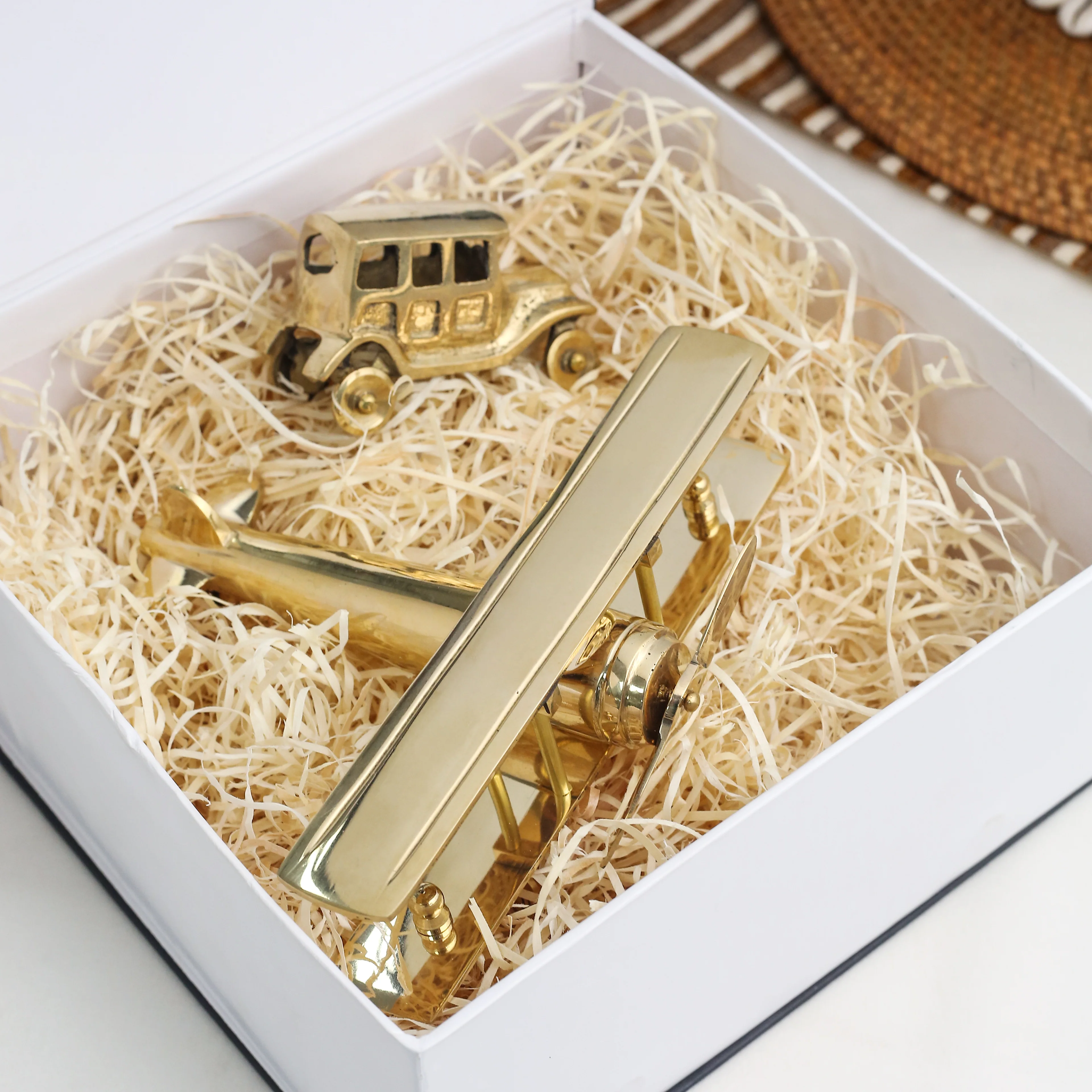 Brass Aeroplane & Car New Born Gift Box Hamper - Image 3
