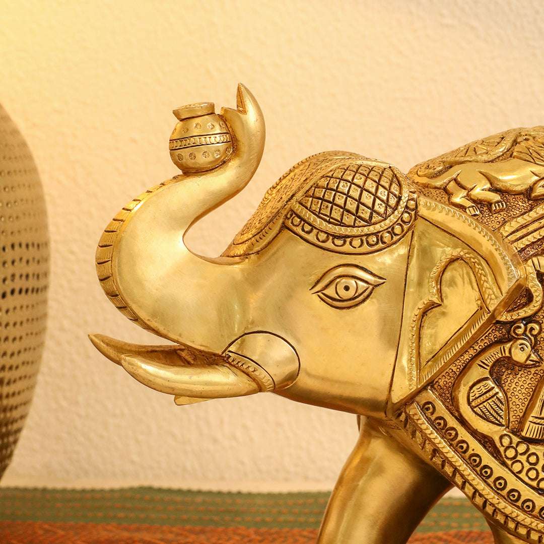 Brass Superfine Elephant Royal Statue (8.5 Inch) - Image 6