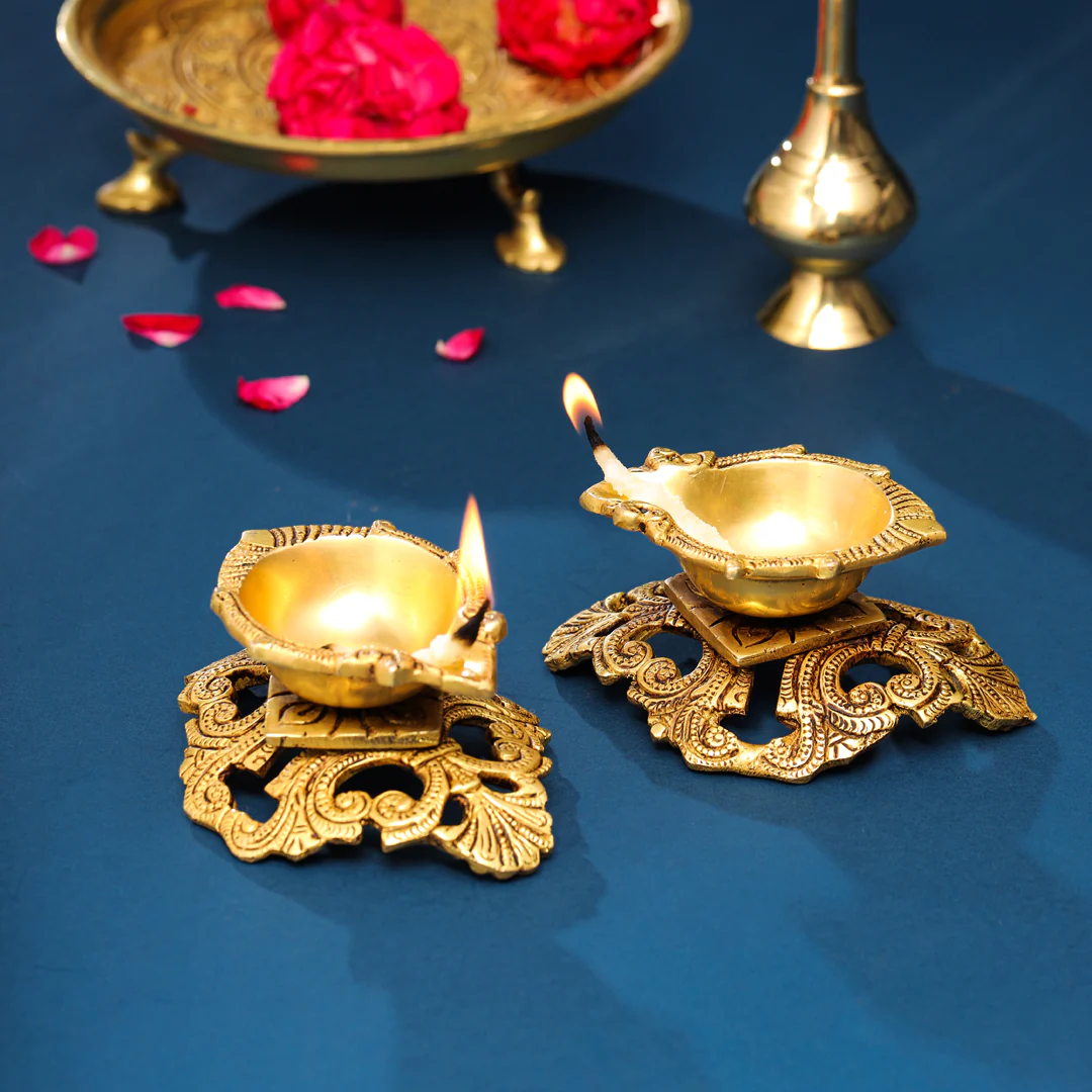 Brass Oil Diya Pair (2.5 Inch) - Image 2
