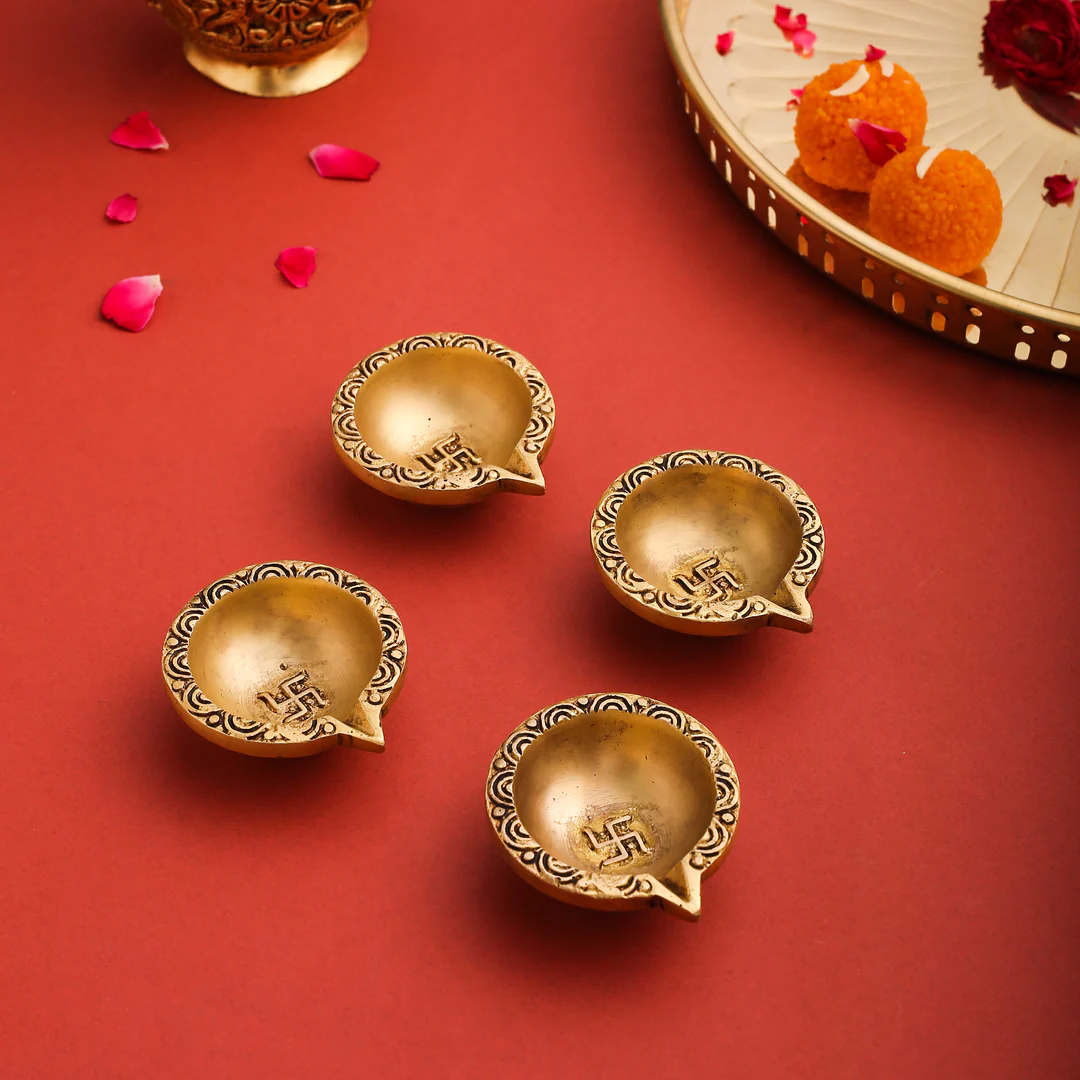 Brass Oil Diya Set Of Four - Image 2