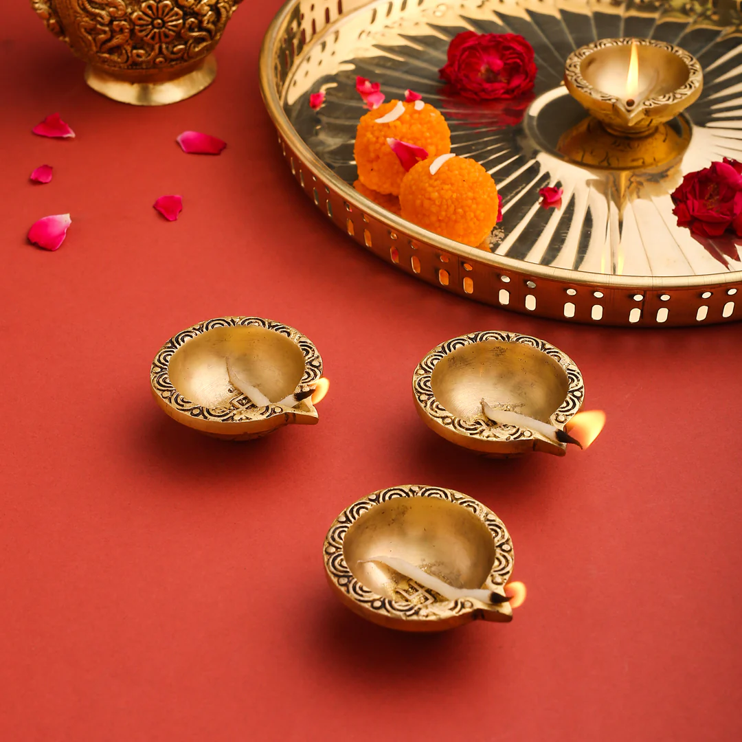Brass Oil Diya Set Of Four - Image 3