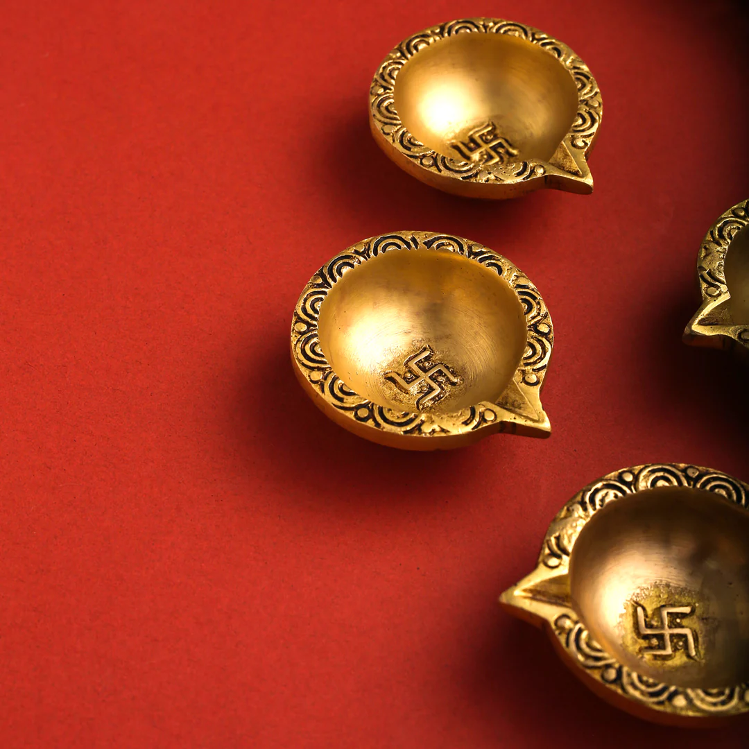 Brass Oil Diya Set Of Four - Image 4