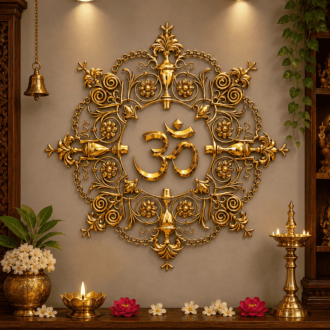 Brass Om Mandala / Kalakruti Wall Hanging (36 Inch) - Image 3