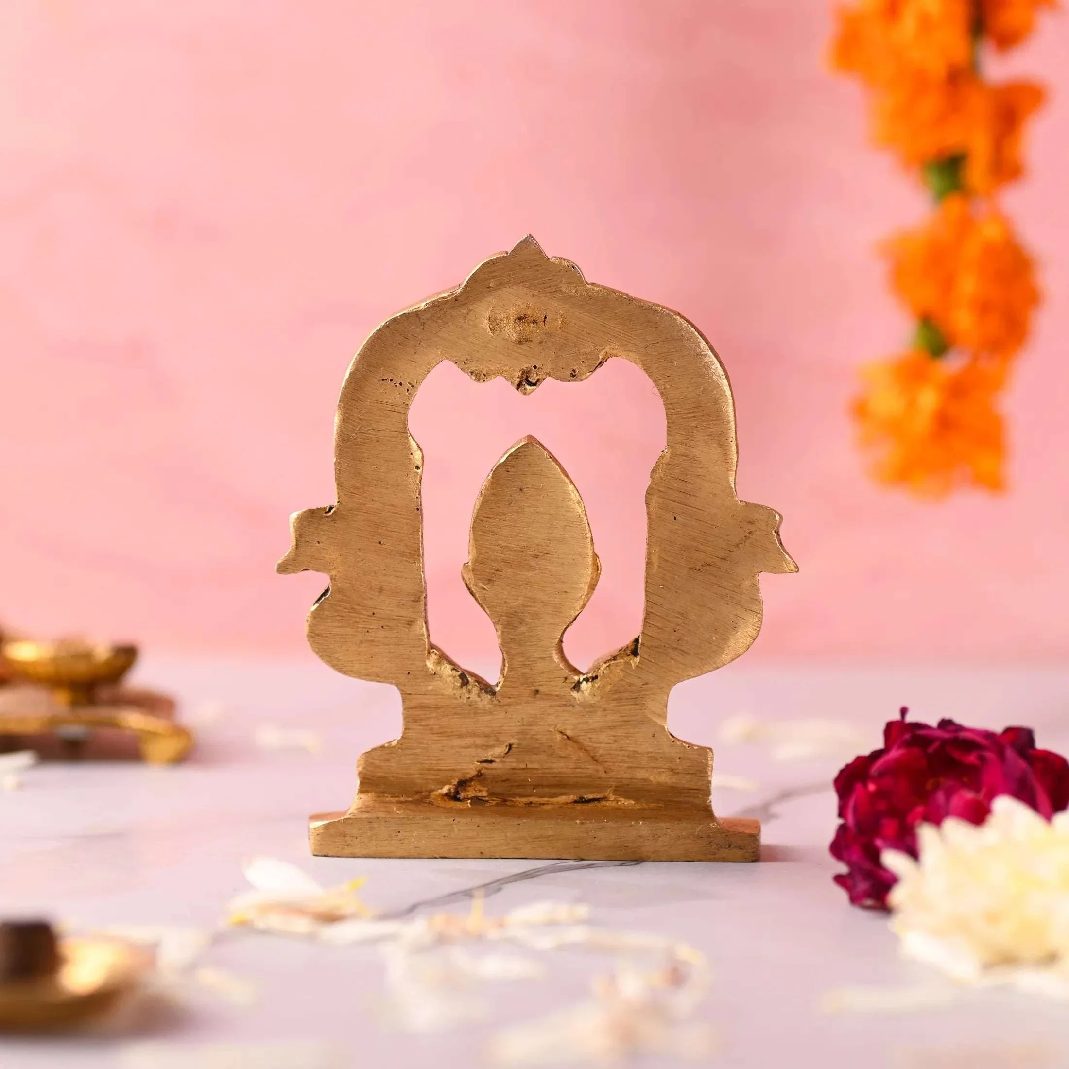 Brass Murugan Vel Arch with Peacock (4.5 inch) - Image 4