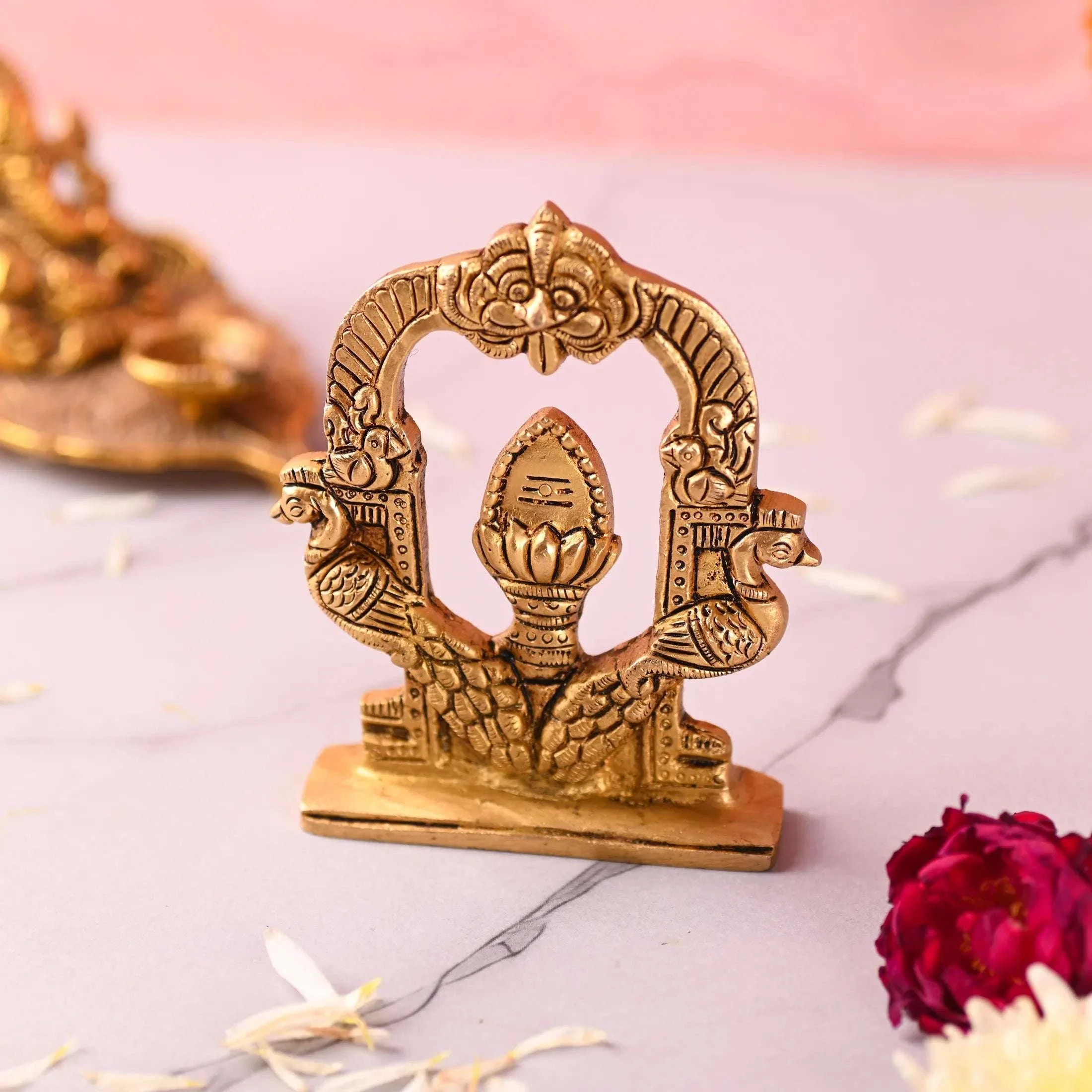 Brass Murugan Vel Arch with Peacock (4.5 inch) - Image 6