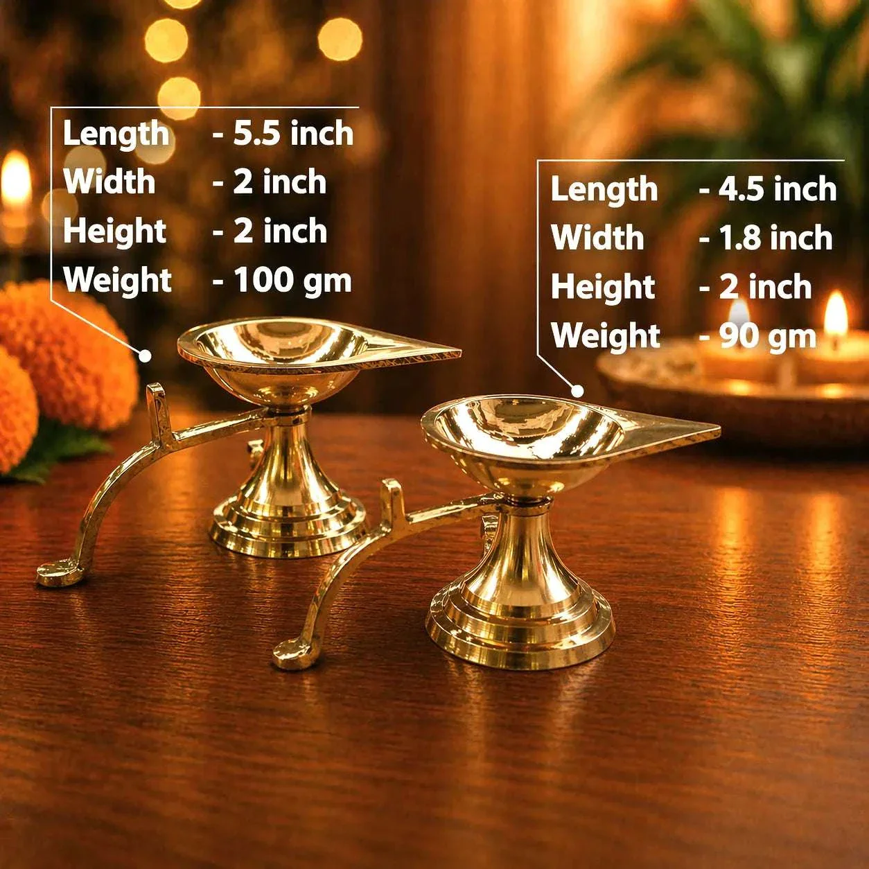 Brass Paan Aarti Diya With Handle (2 Inch) - Image 5