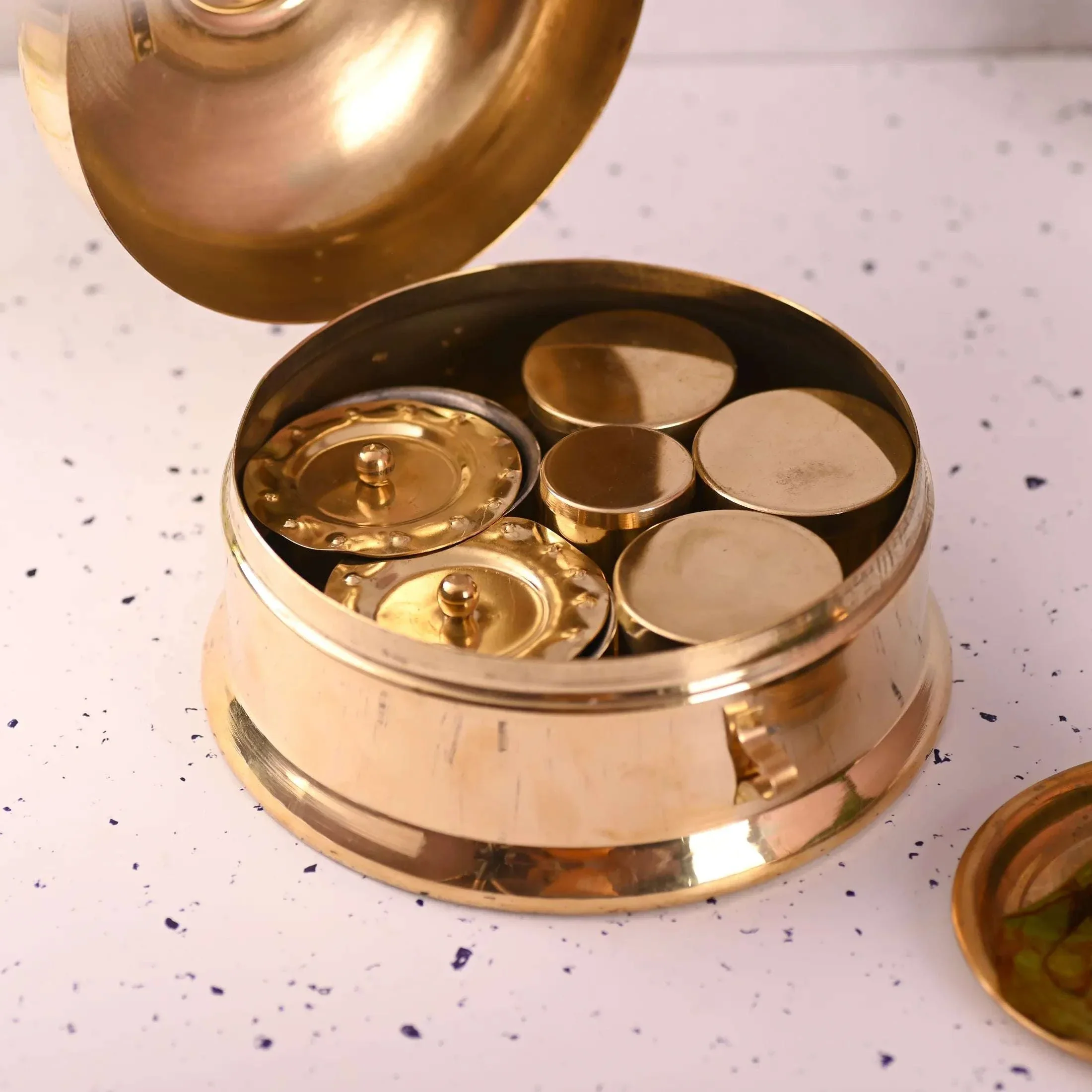 Brass Paan Daan / Traditional Betel Nut Box Set (6 Inch) - Image 2