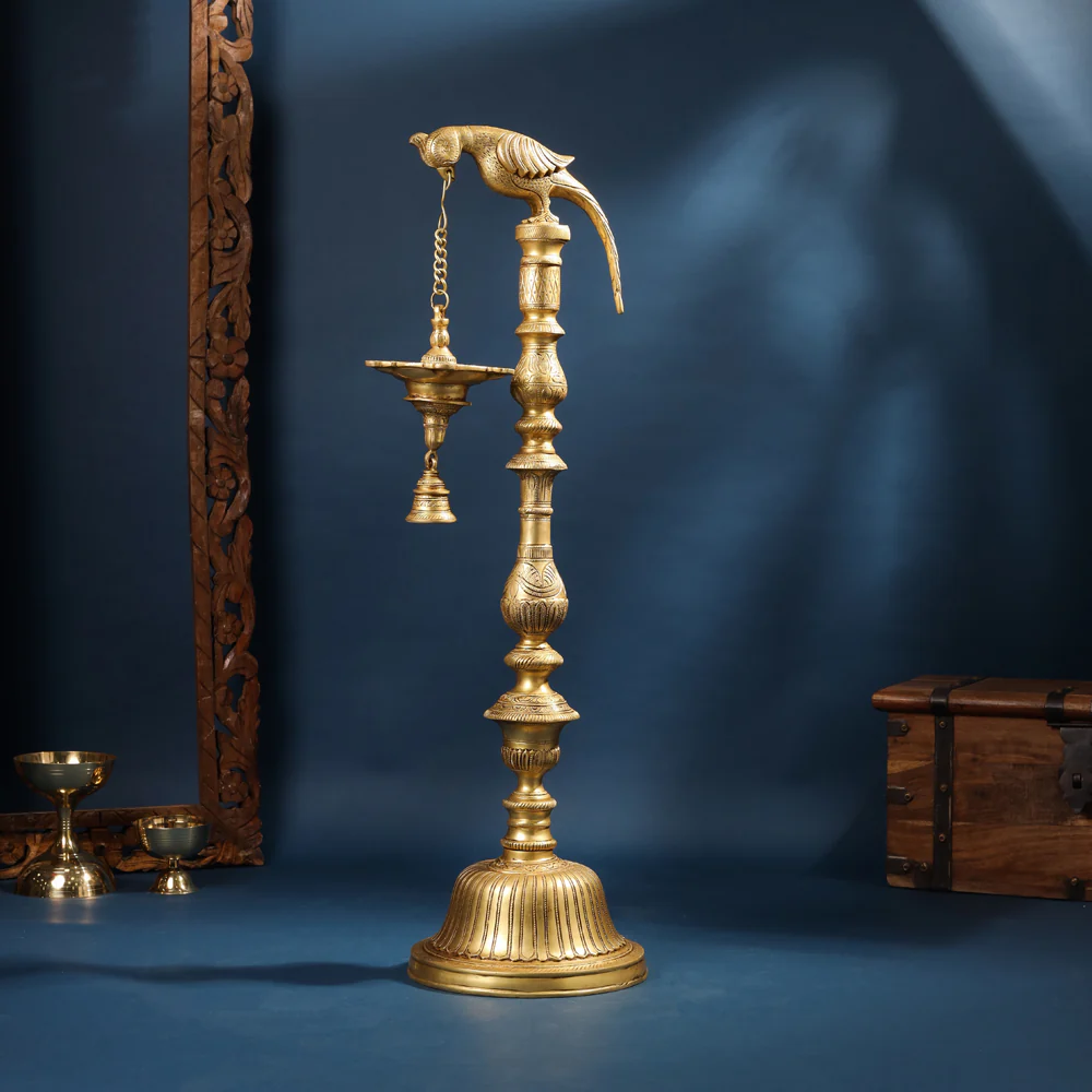 Brass Parrot Lamp With Bell (40 Inch) - Image 2