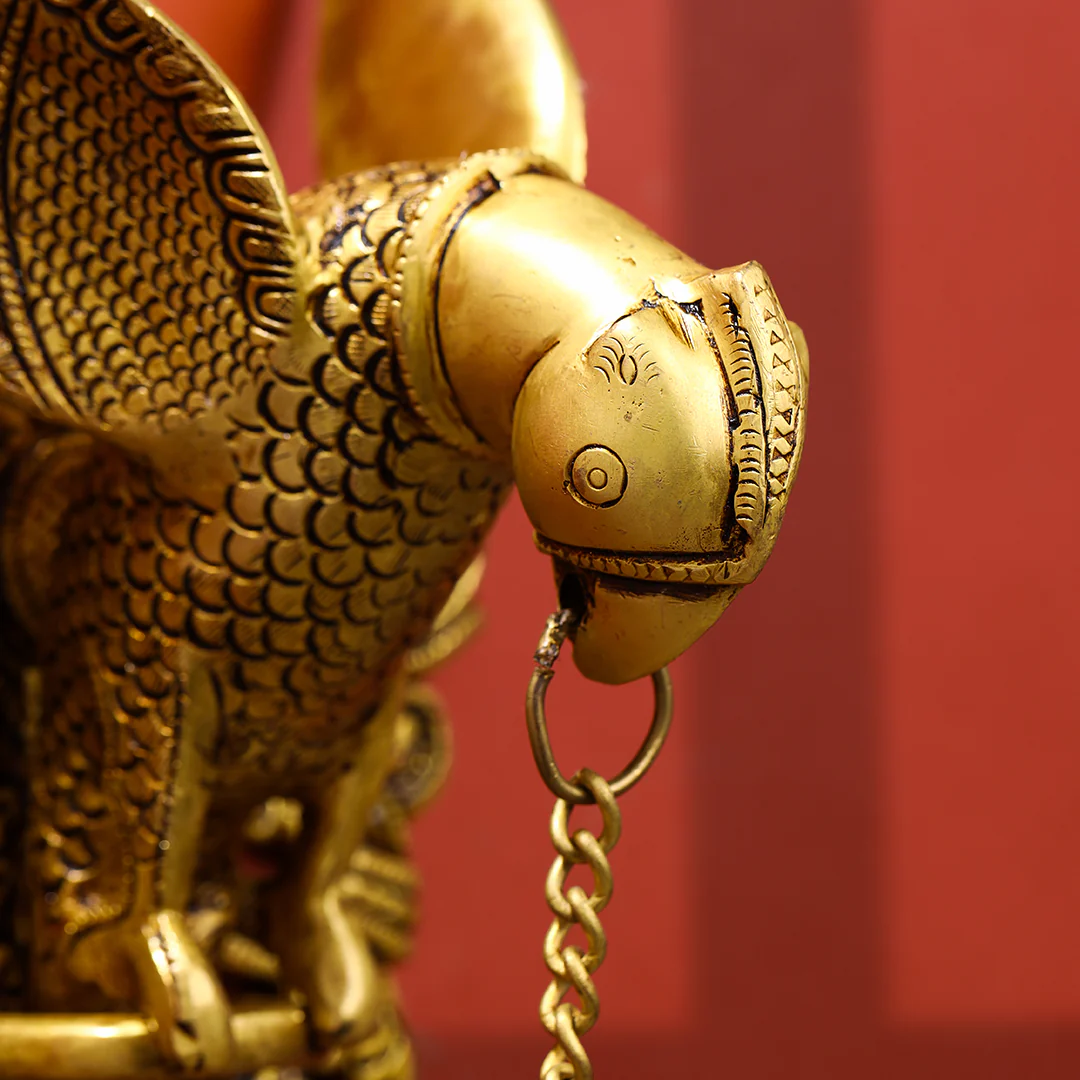 Brass Parrot Wall Hanging With Bell (16 Inch) - Image 3