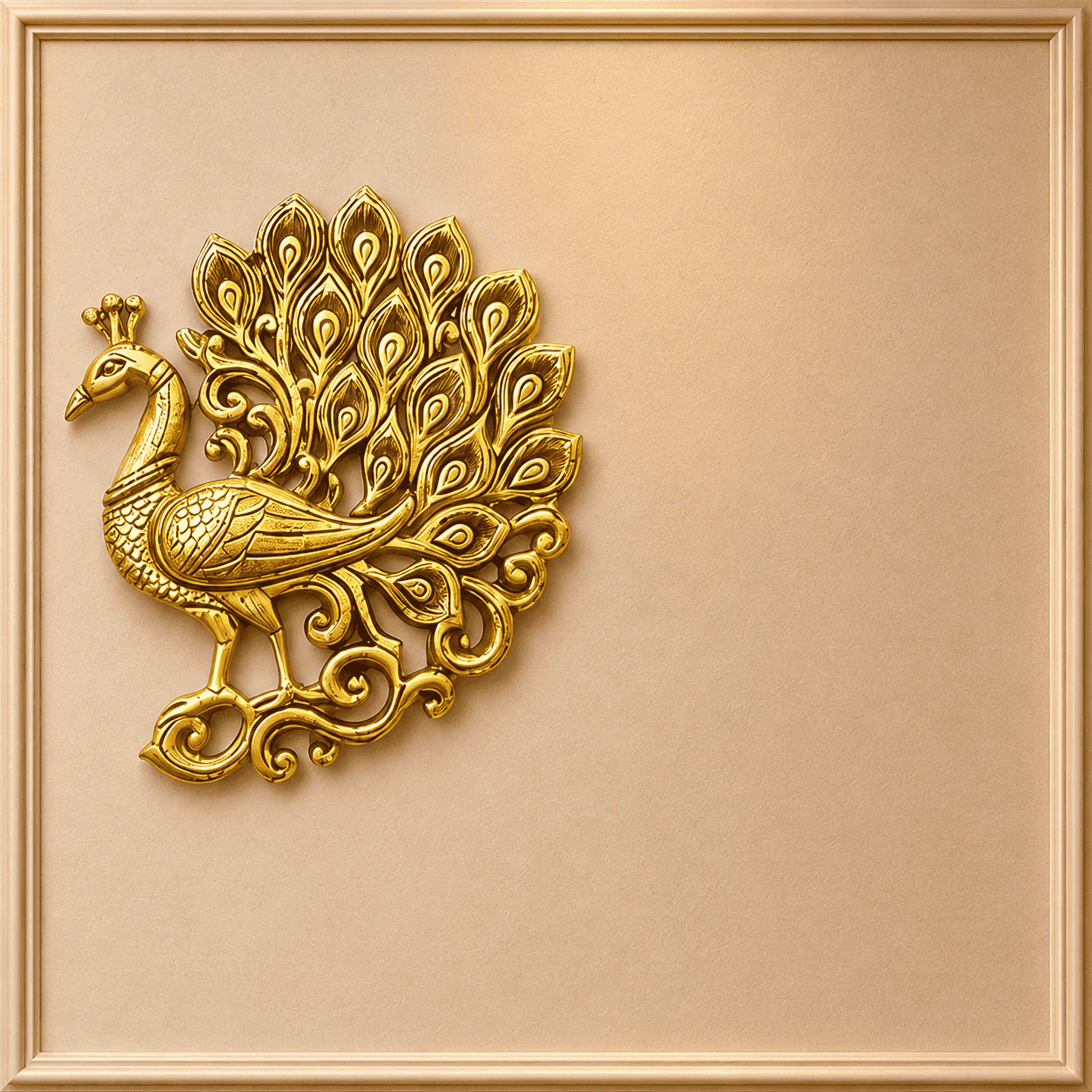 Brass Peacock And Lotus Wall Hanging 3 Piece Set (7.5 inch) - Image 3