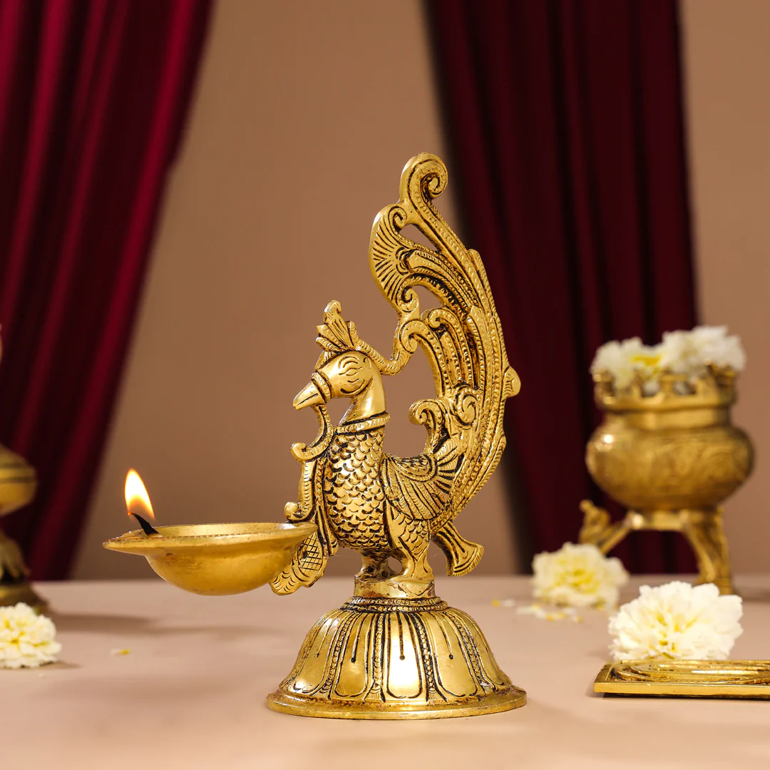 Brass Peacock Anna Lamp (8 Inch) - Image 2