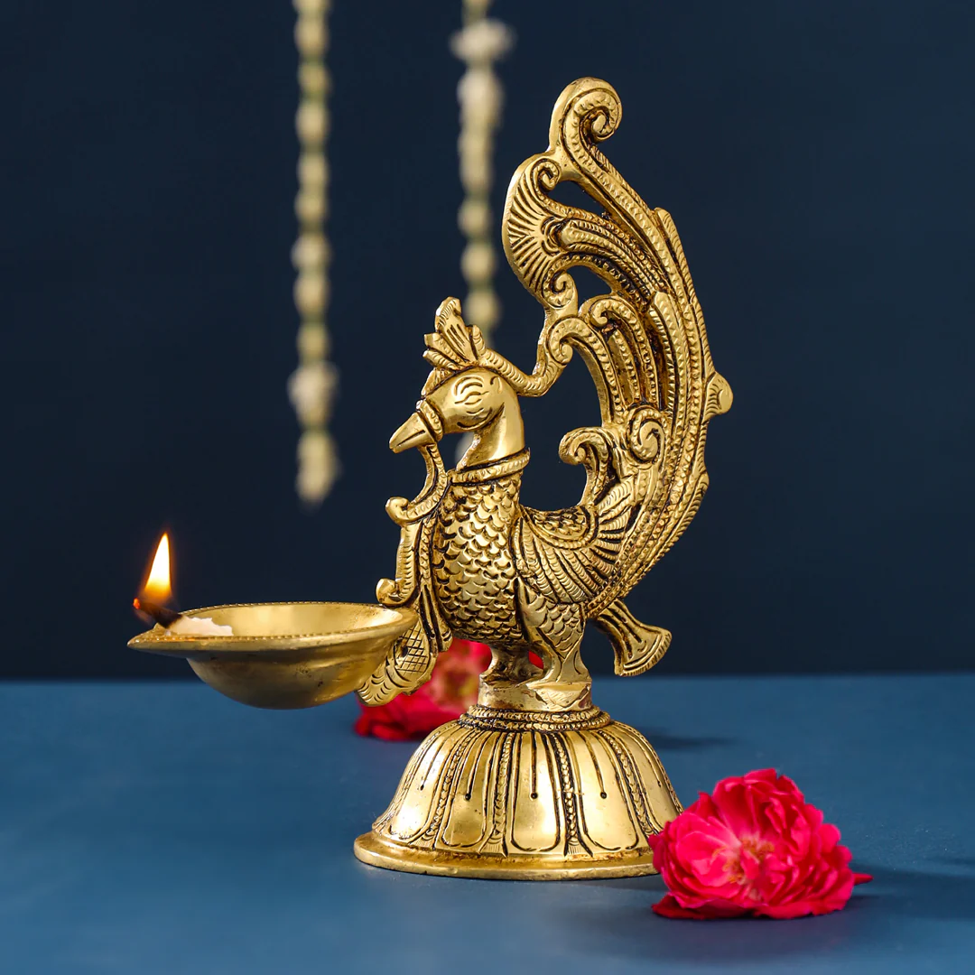 Brass Peacock Anna Lamp (8 Inch) - Image 3
