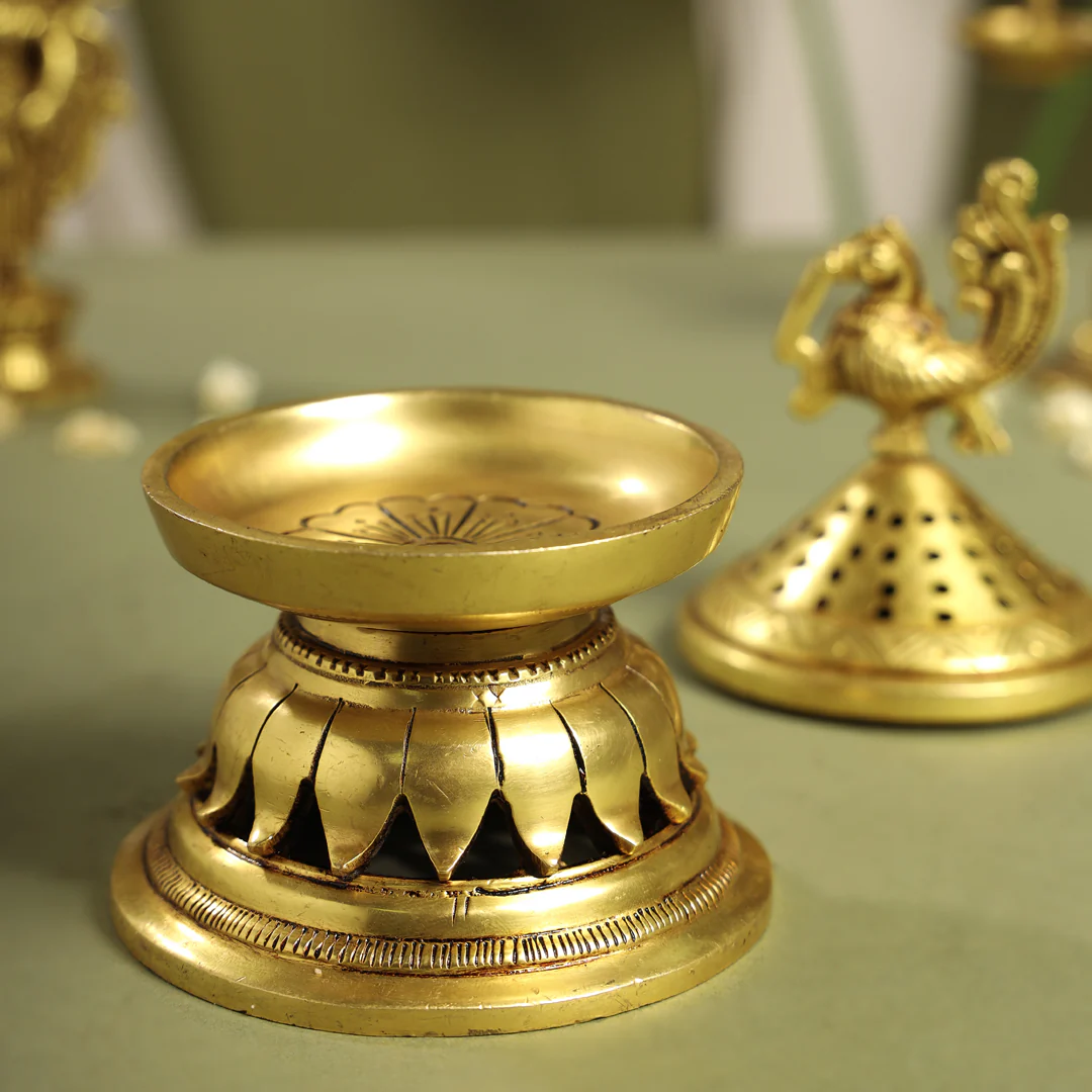 Brass Peacock Dhoop Dani & Incense Holder (6.5 Inch) - Image 5
