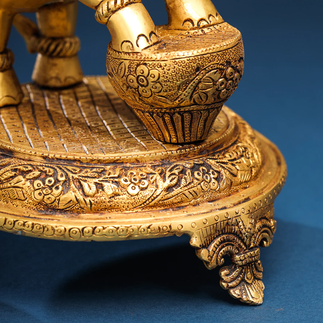 Brass Peacock Diya On Dancing Elephant (18 Inch) - Image 6