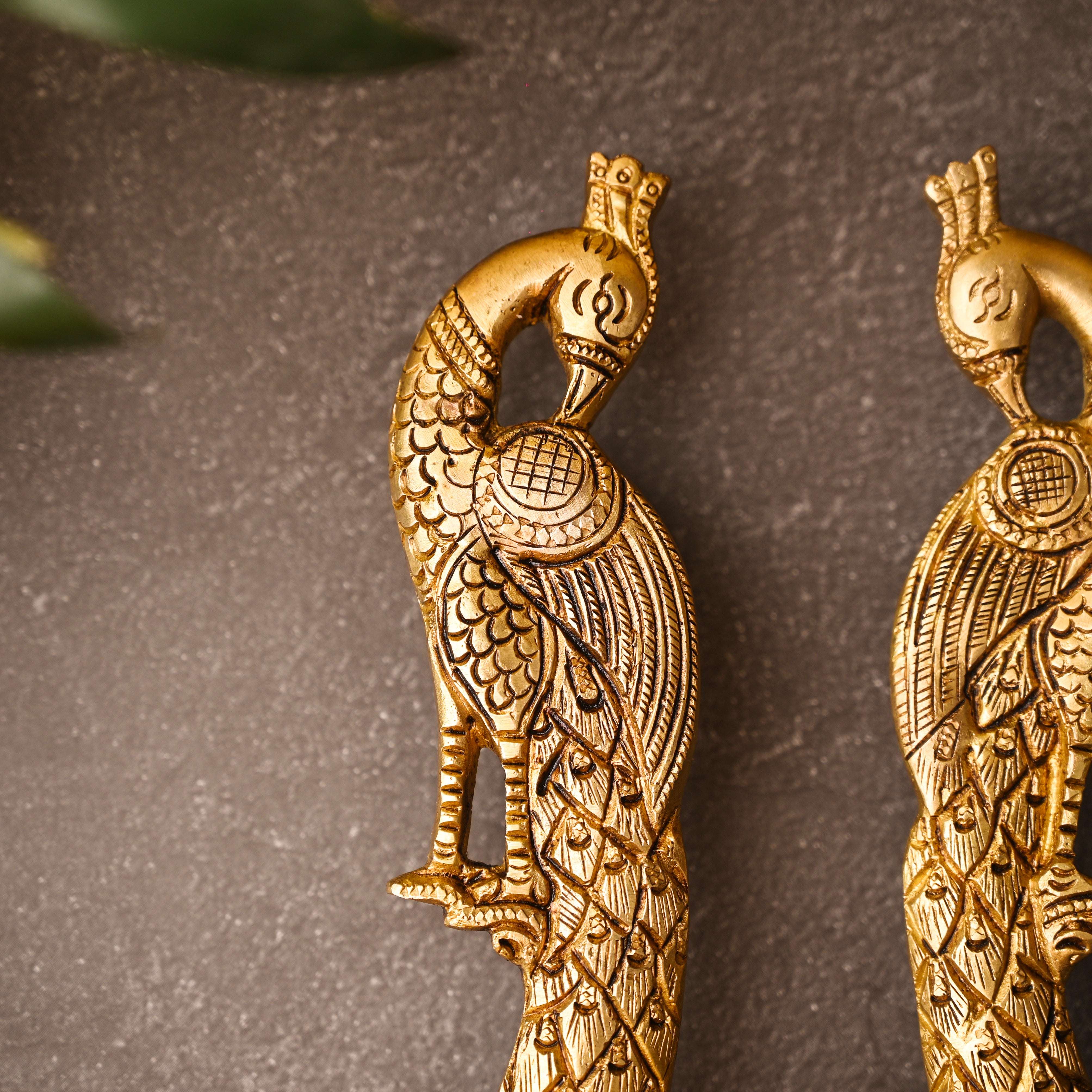 Brass Peacock Door Handle Pair (9.5 Inch) - Image 4