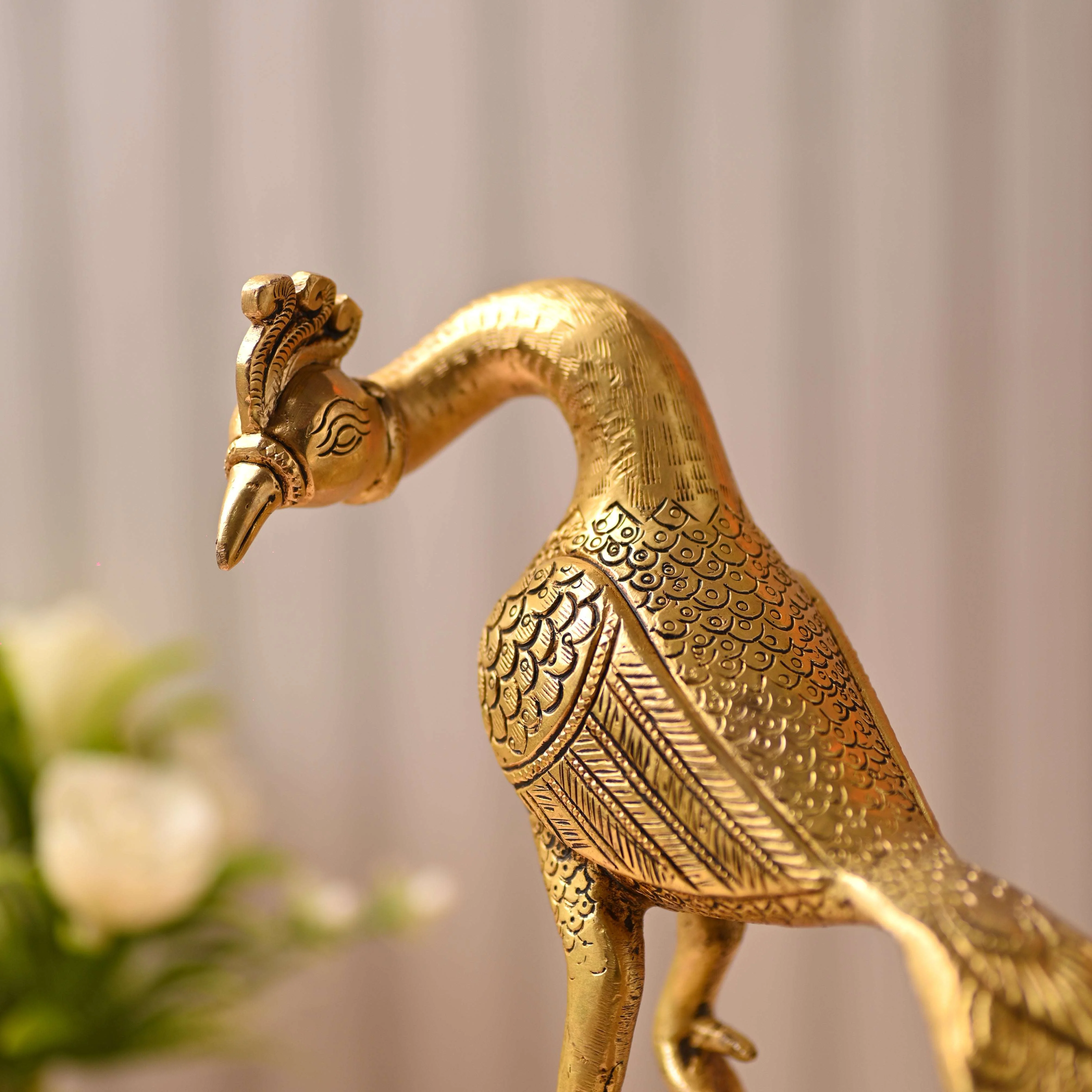 Brass Handcrafted Peacock Figurine – Traditional Indian Brass Decor (11 Inch) - Image 5