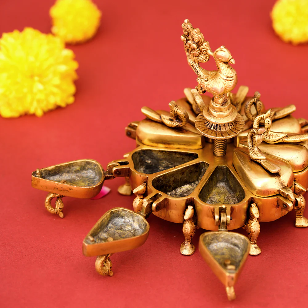 Brass Peacock Kumkum Box (5 Inch) - Image 5