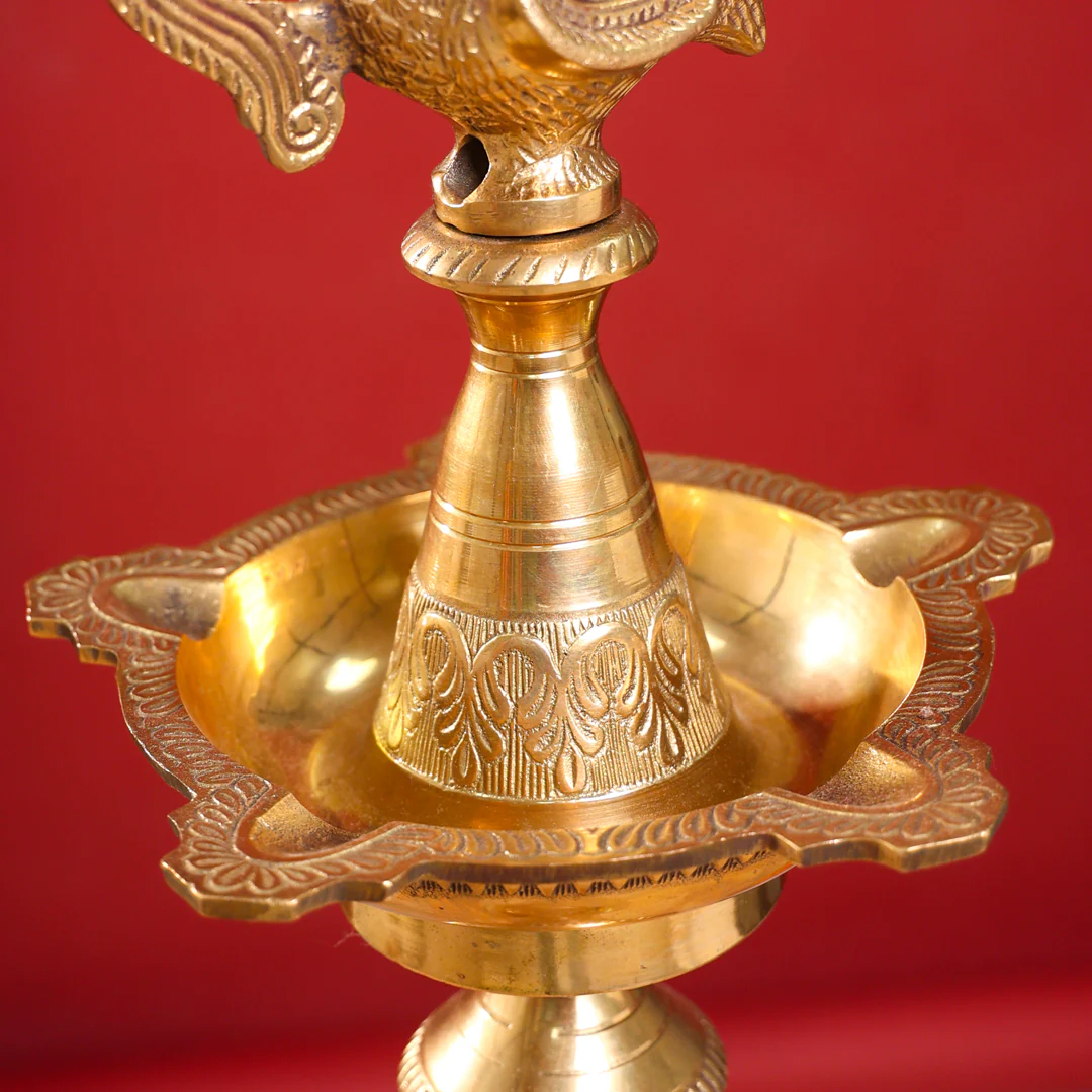 Brass Peacock Mahabharat/Samai Lamp (46 Inch) - Image 5