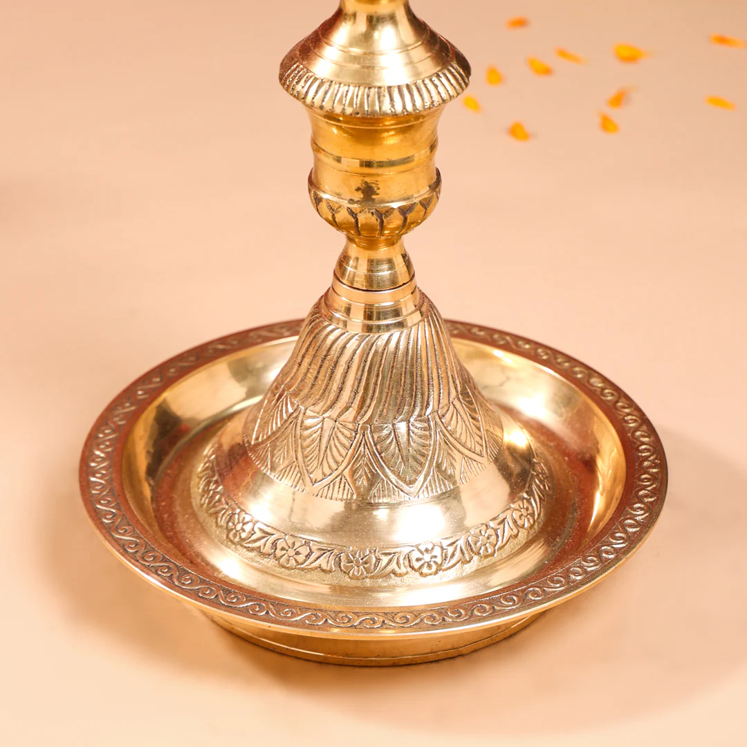 Brass Peacock Mahabharat/Samai Lamp Pair - Image 14