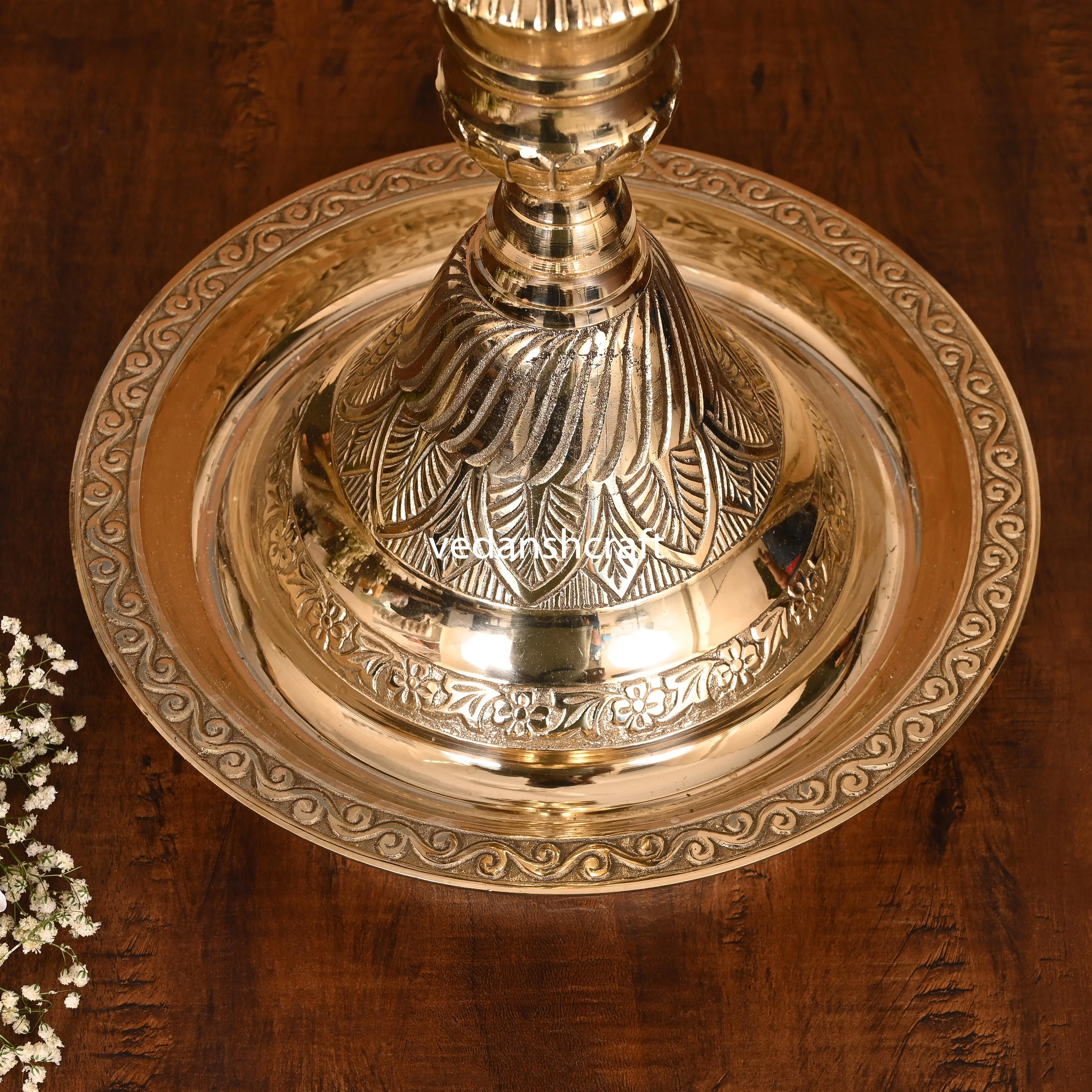 Brass Peacock Mahabharat/Samai Lamp Pair - Image 4