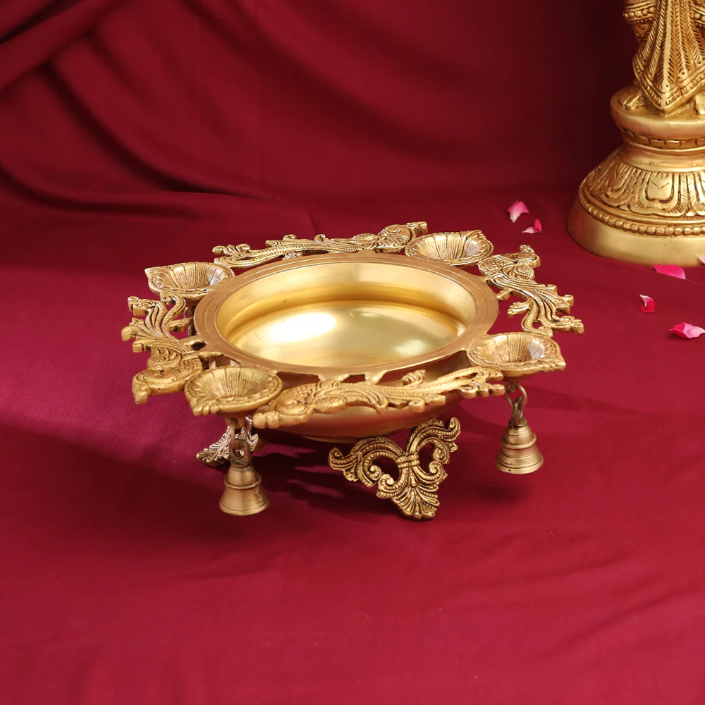 Brass Peacock Urli  With Bell - Image 6