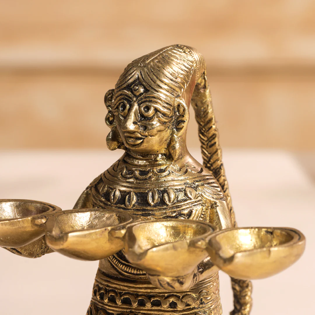 Brass Pooja Aarti Diya - Image 16