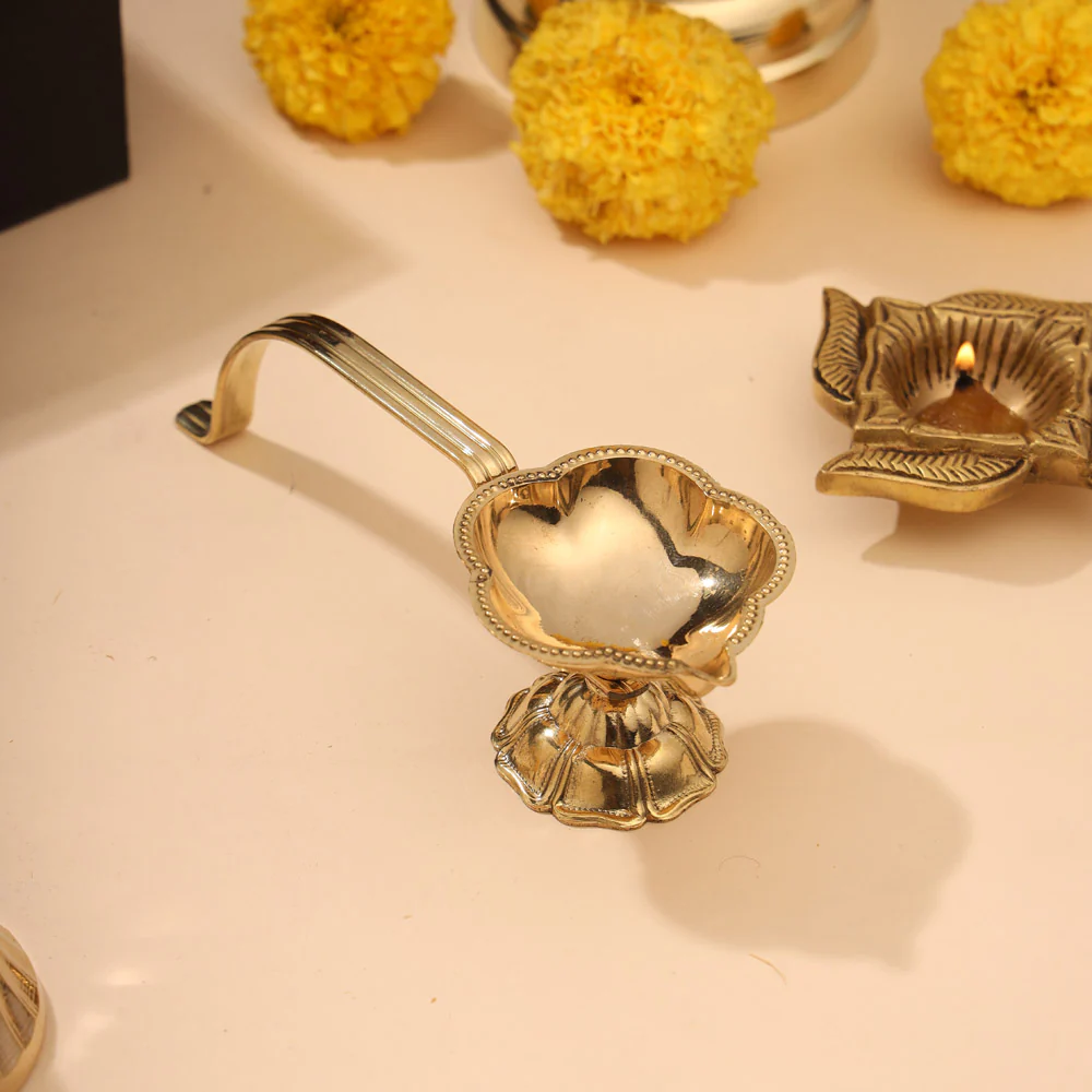 Brass Diya & Handbell Pooja Gift Hamper - Image 4