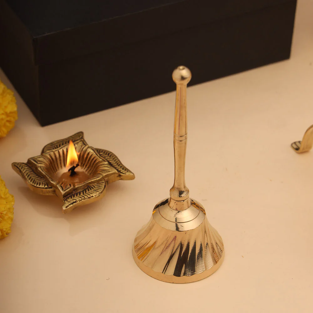 Brass Diya & Handbell Pooja Gift Hamper - Image 5