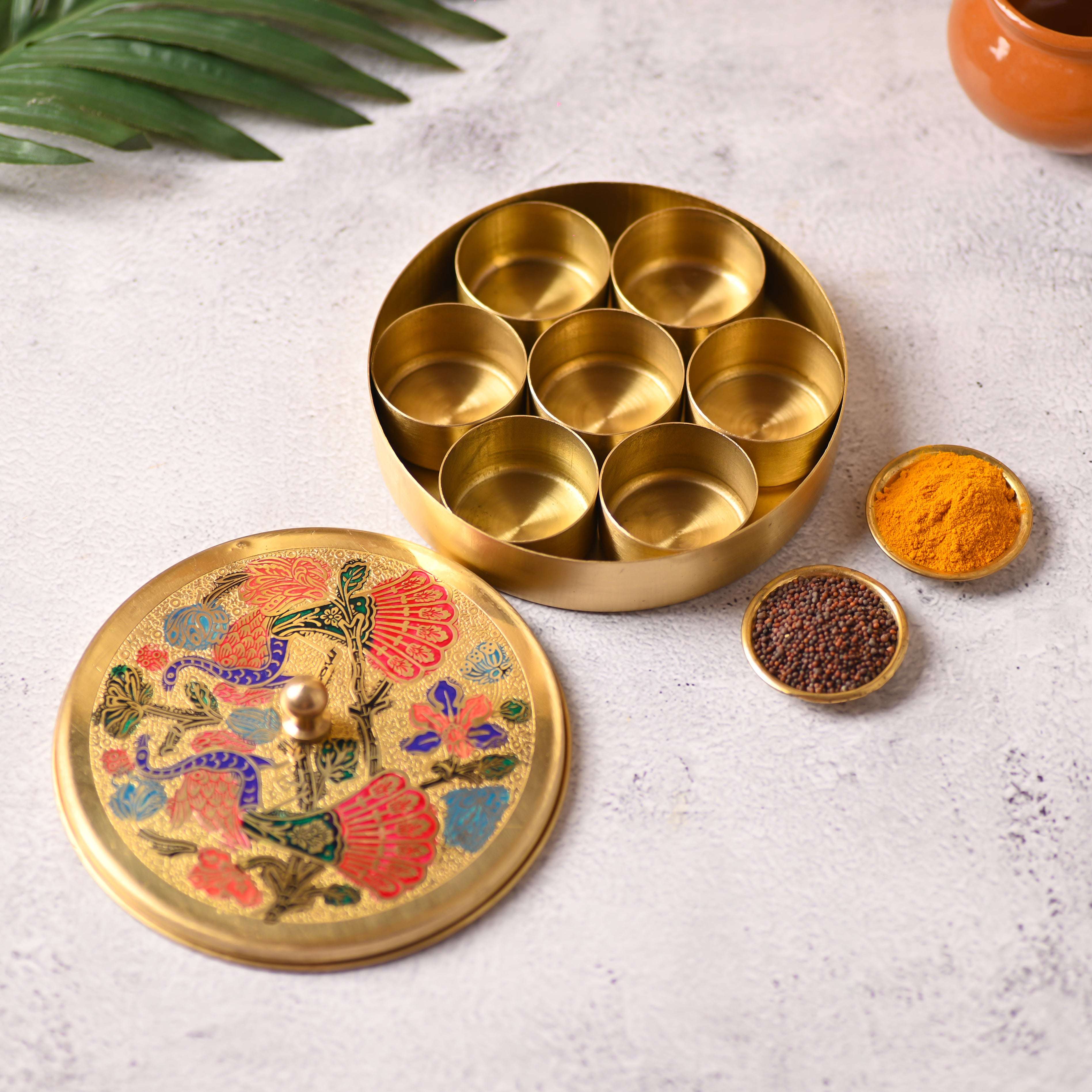 Brass Pooja Kumkum Chopra Box (5 Inch) - Image 4