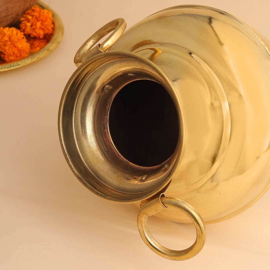 Brass Water Pot/Handa with Dual Ring Handles (11 Inch) - Image 5