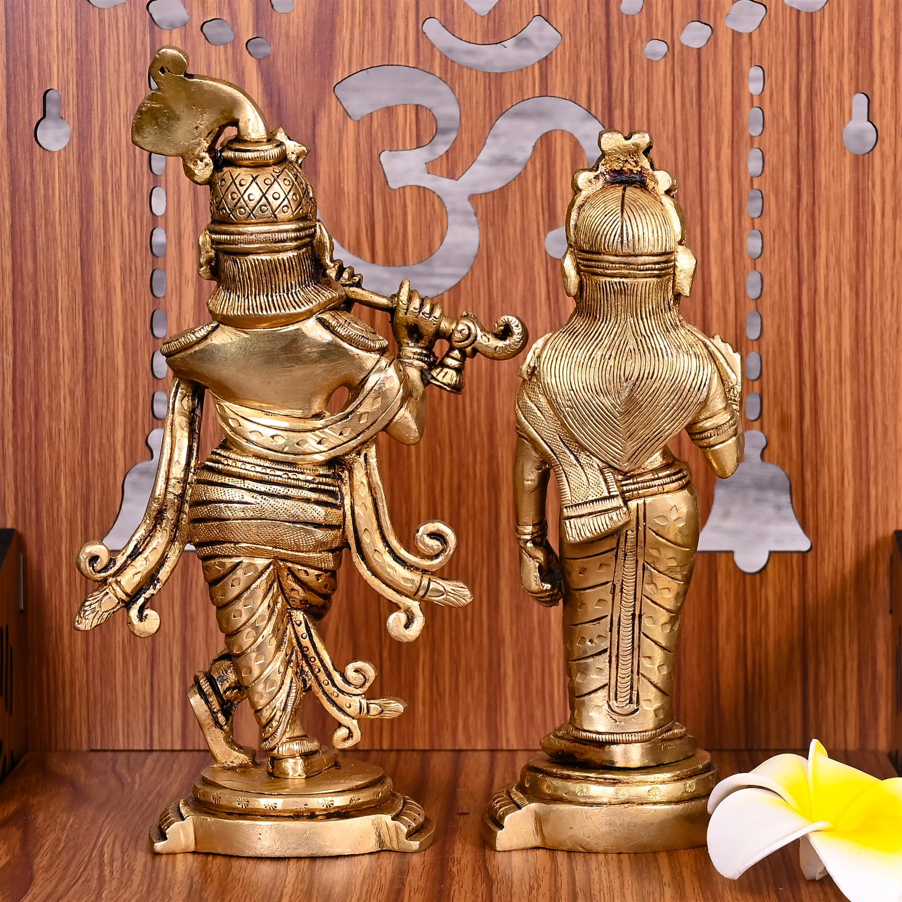 Brass Standing Radha Krishna Idols Set (7.5 Inch) - Image 3