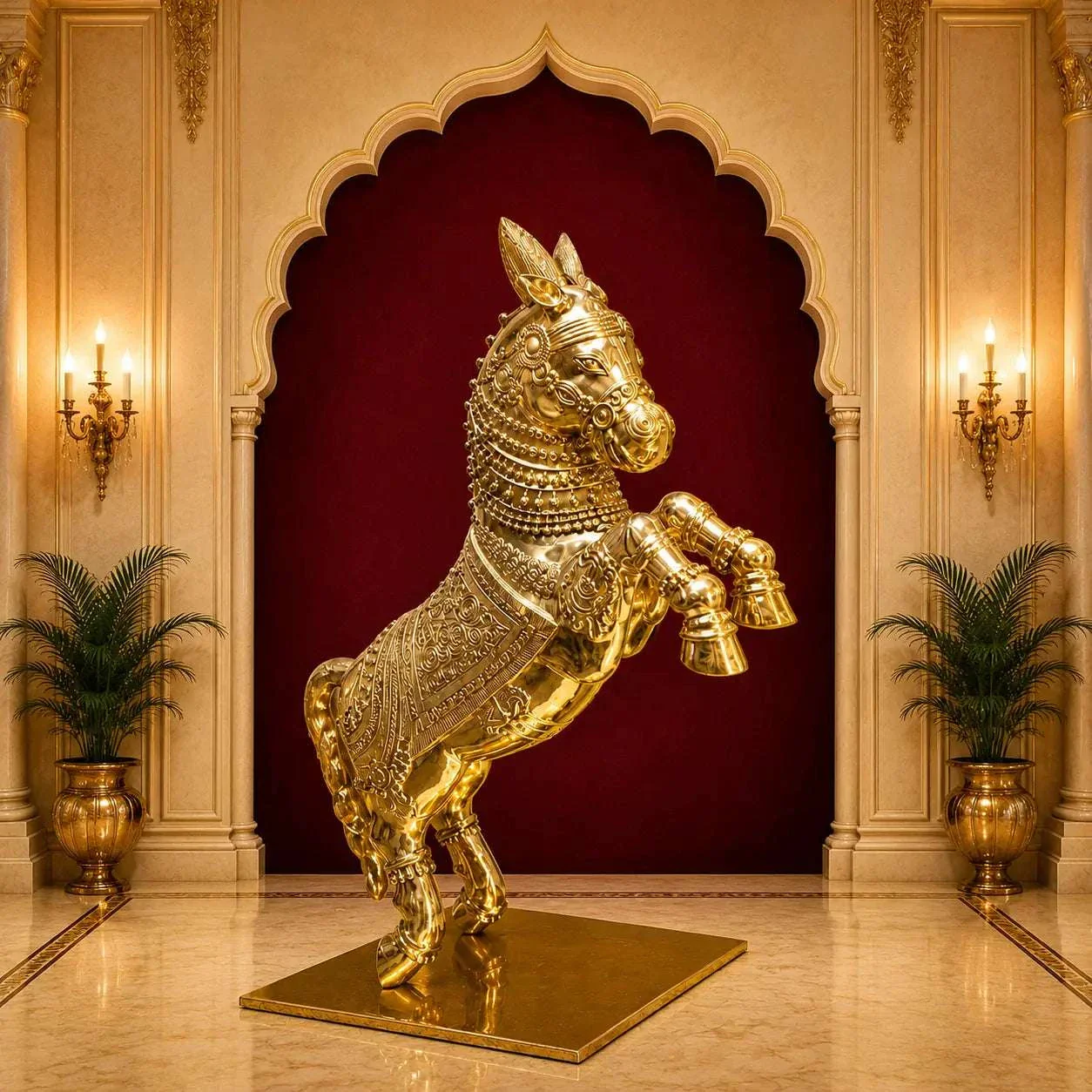 Brass Jumping Horse Statue (48 Inch) - Image 2