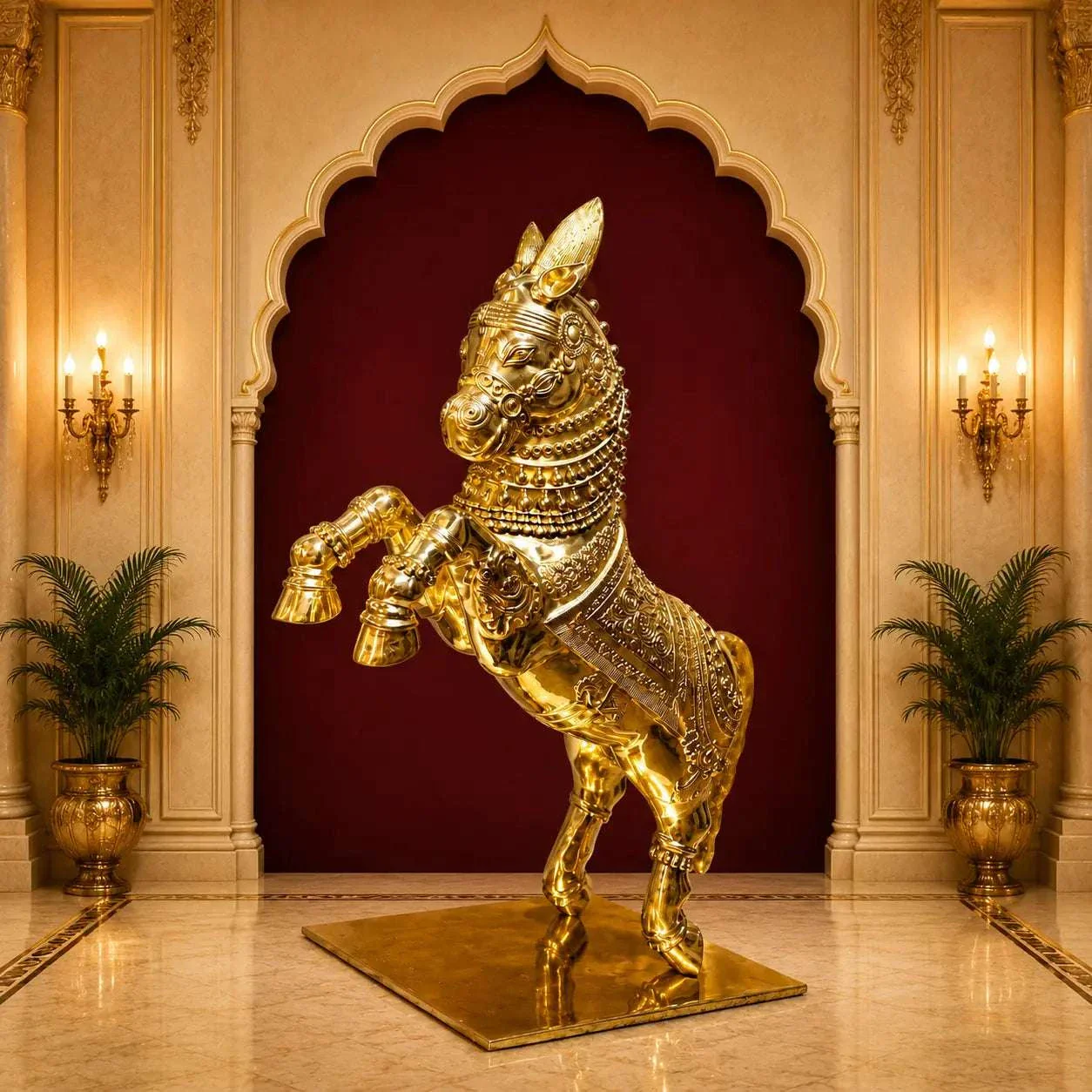Brass Jumping Horse Statue (48 Inch) - Image 3