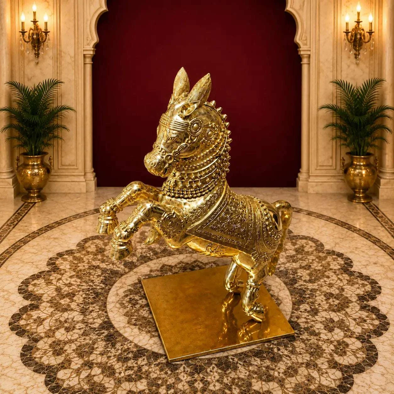 Brass Jumping Horse Statue (48 Inch) - Image 4