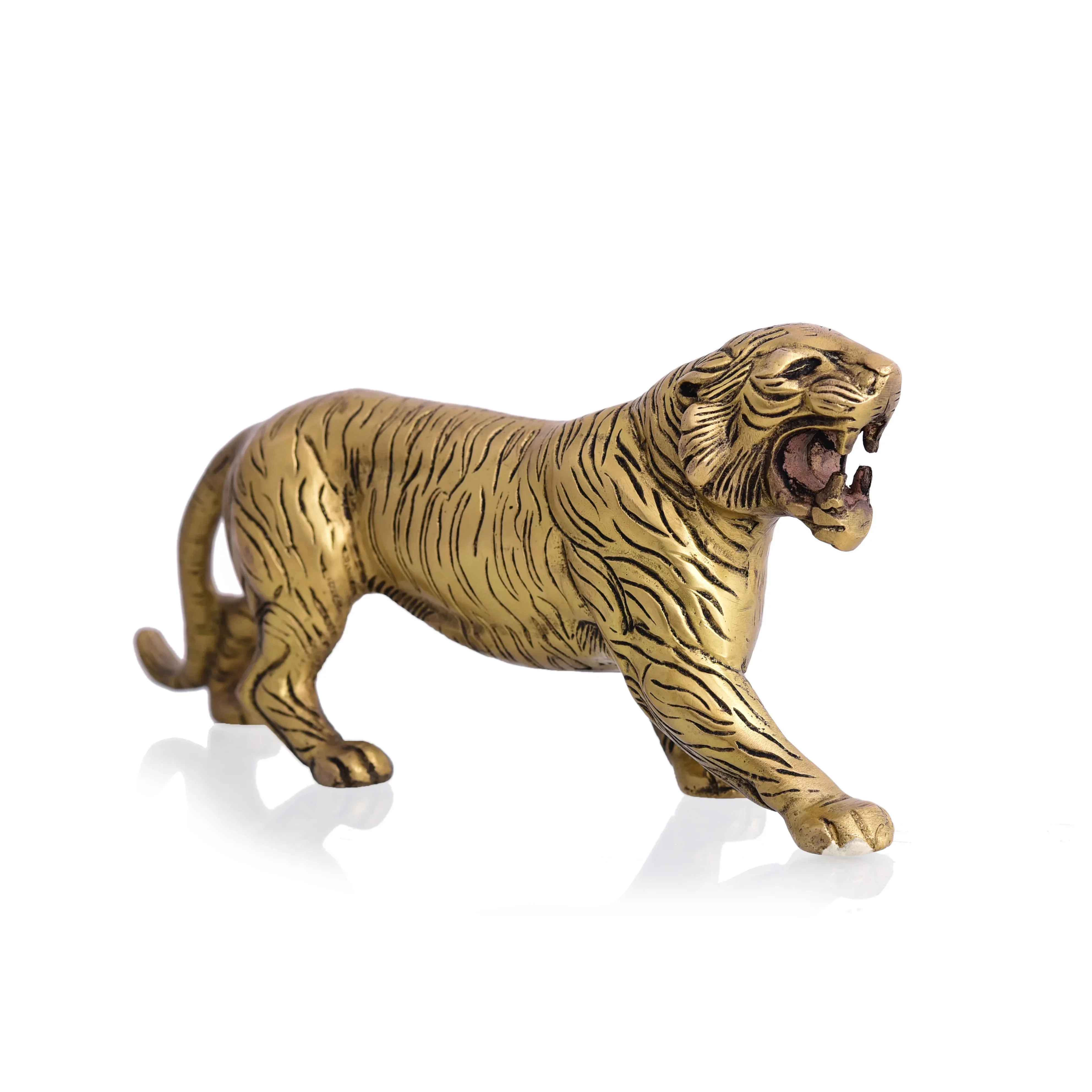 Brass Roaring Tiger Statue - Image 4