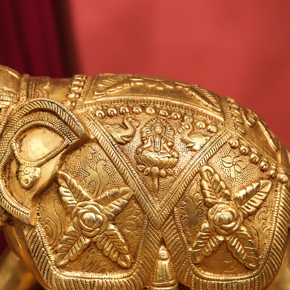 Brass Royal Elephant Statue (13.5 Inch) - Image 7