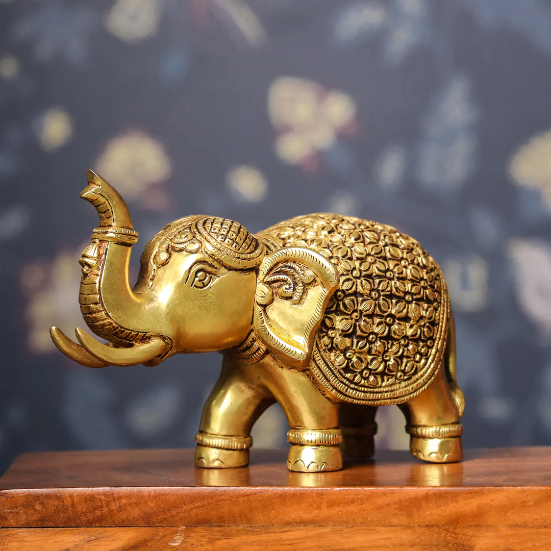 Brass Royal Elephant Statue (6 Inch) - Image 6
