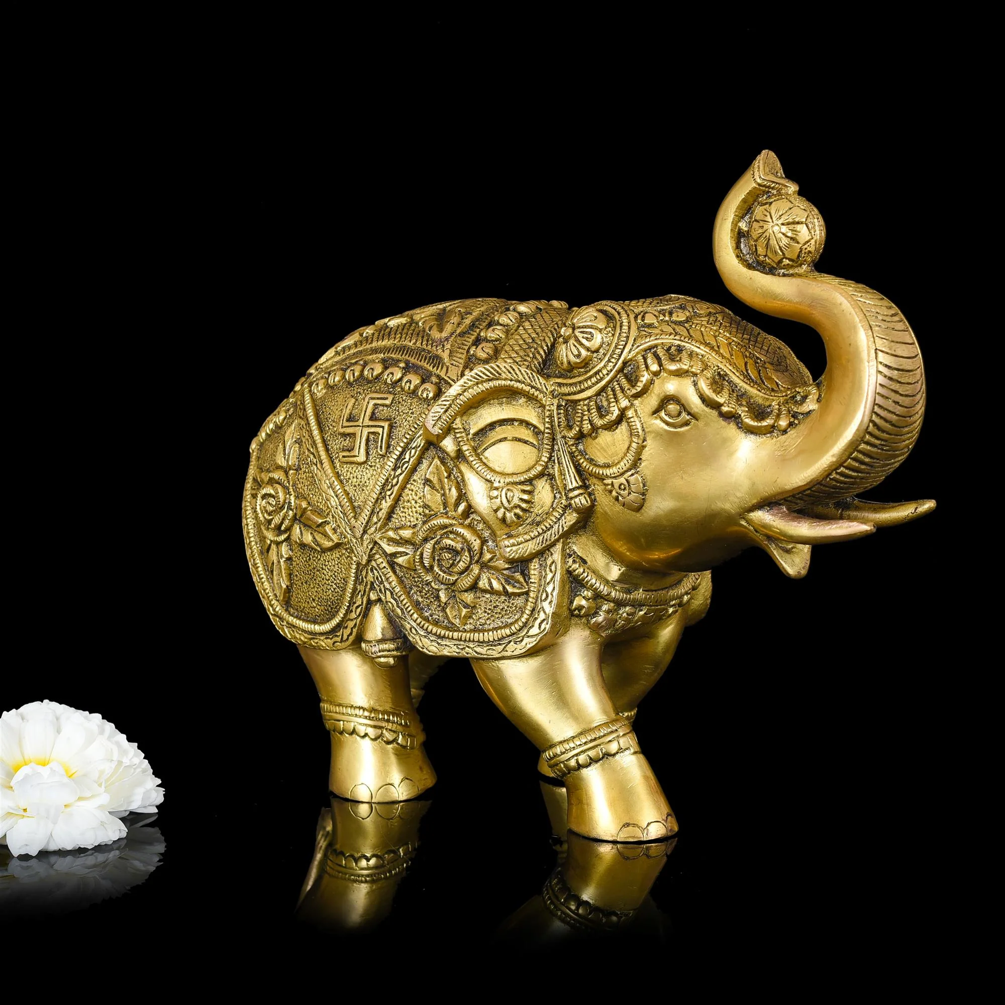 Brass Royal Elephant Statue (8.5 Inch) - Image 3