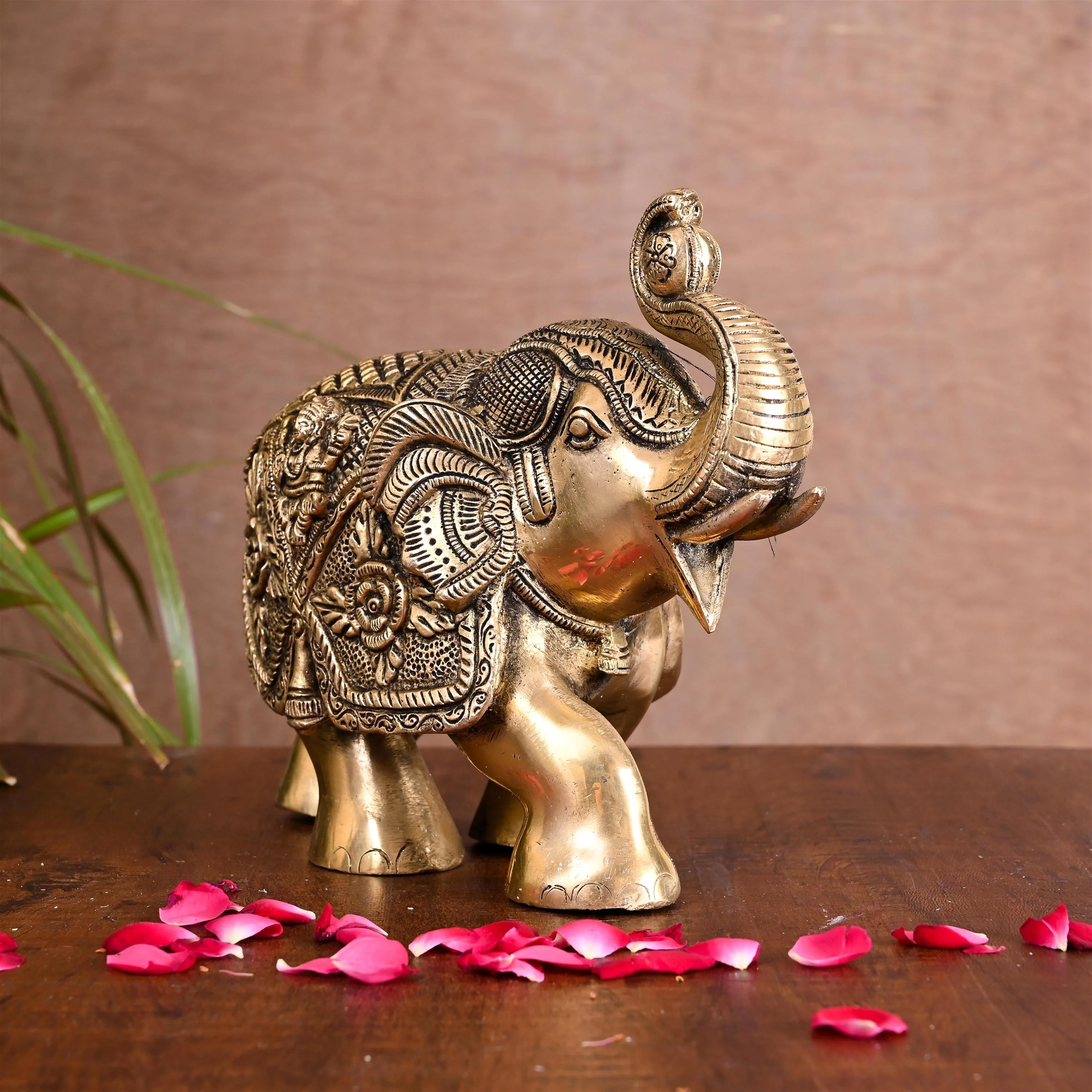 Brass Royal Elephant Statue Home Accent (6.5 Inch) - Image 2