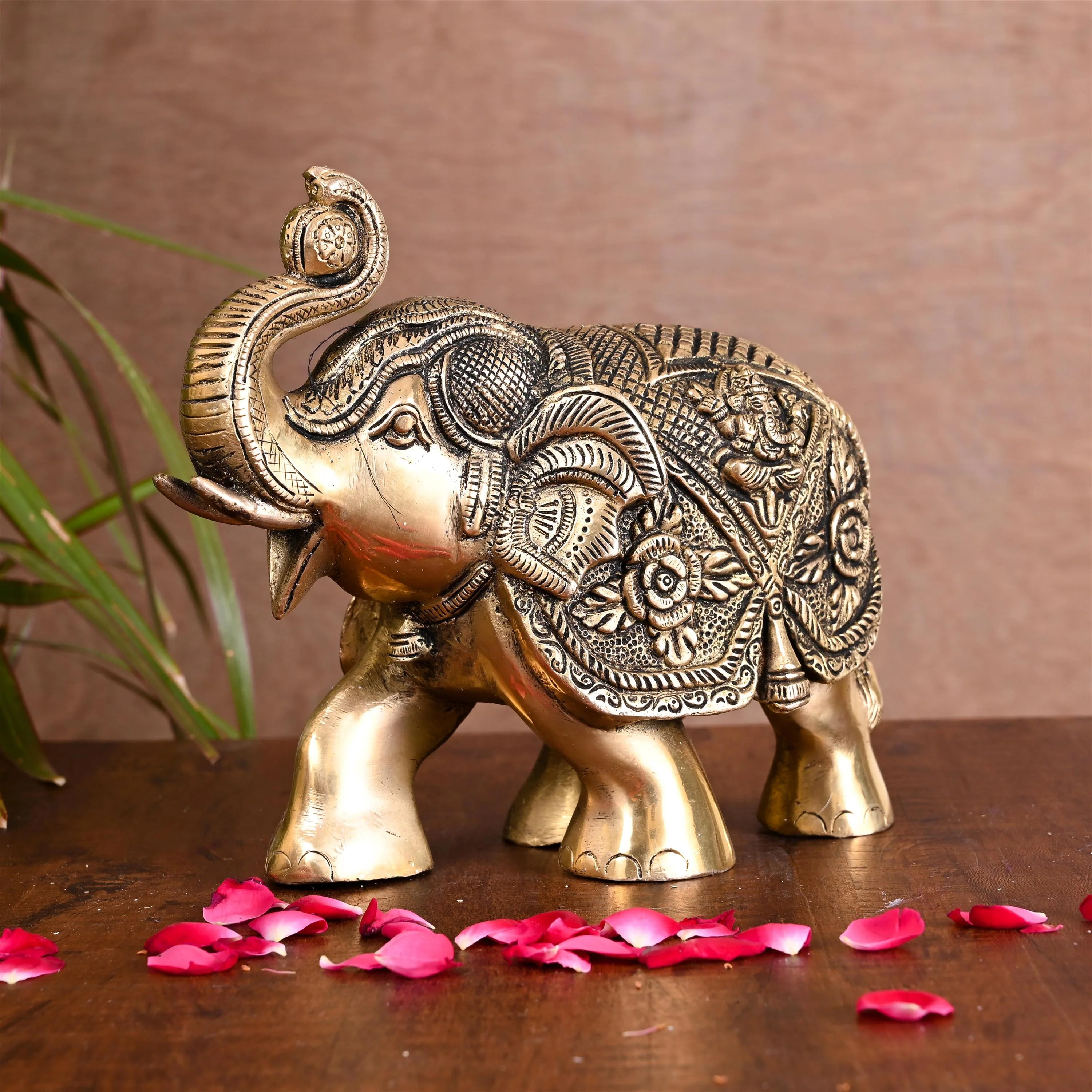 Brass Royal Elephant Statue Home Accent (6.5 Inch) - Image 3