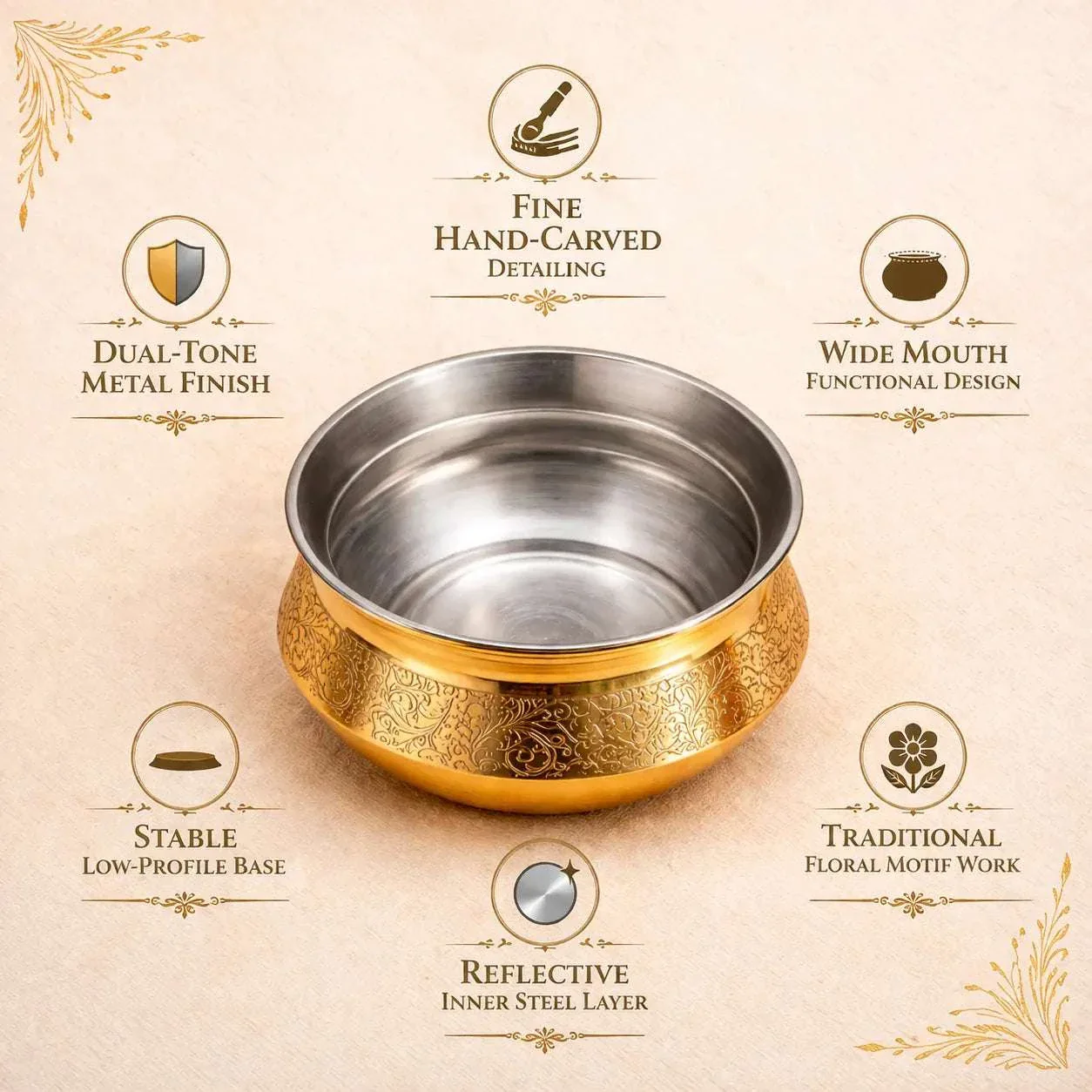 Brass Royal Handi For Serving (3 Inch) - Image 5