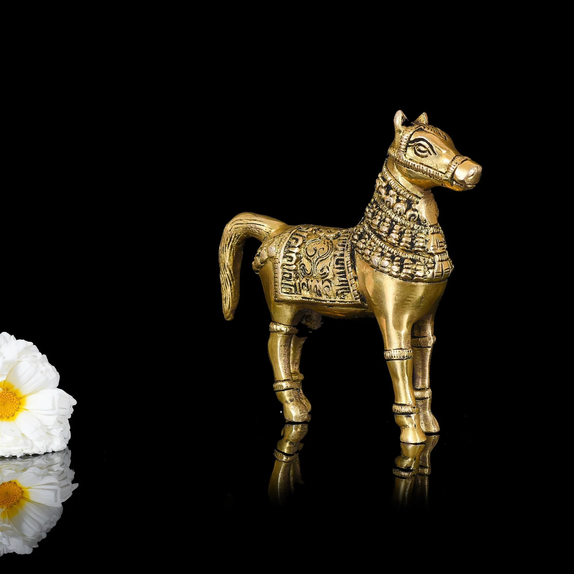 Brass Royal Horse Statue Animal Decor - Image 3