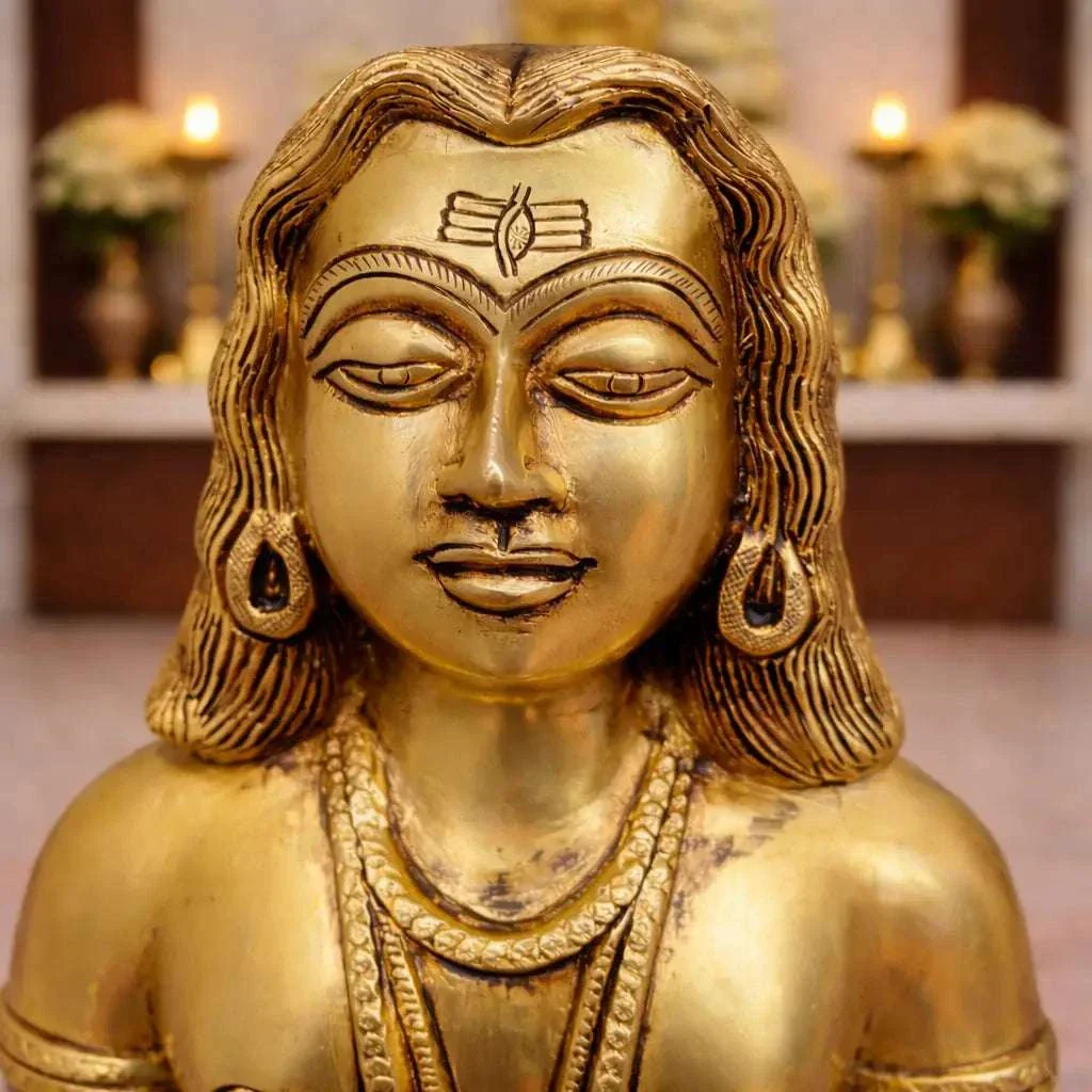 Brass Saint Gorakhnath Statue Sitting On Naag And Lion (14 Inch) - Image 5