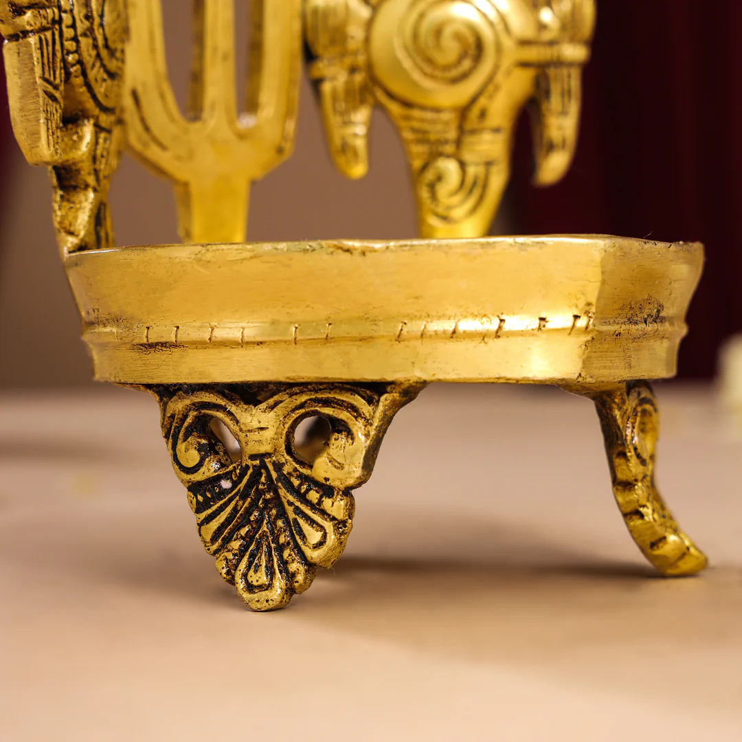 Brass Shankh Chakra Namah Diya (5 Inch) - Image 7