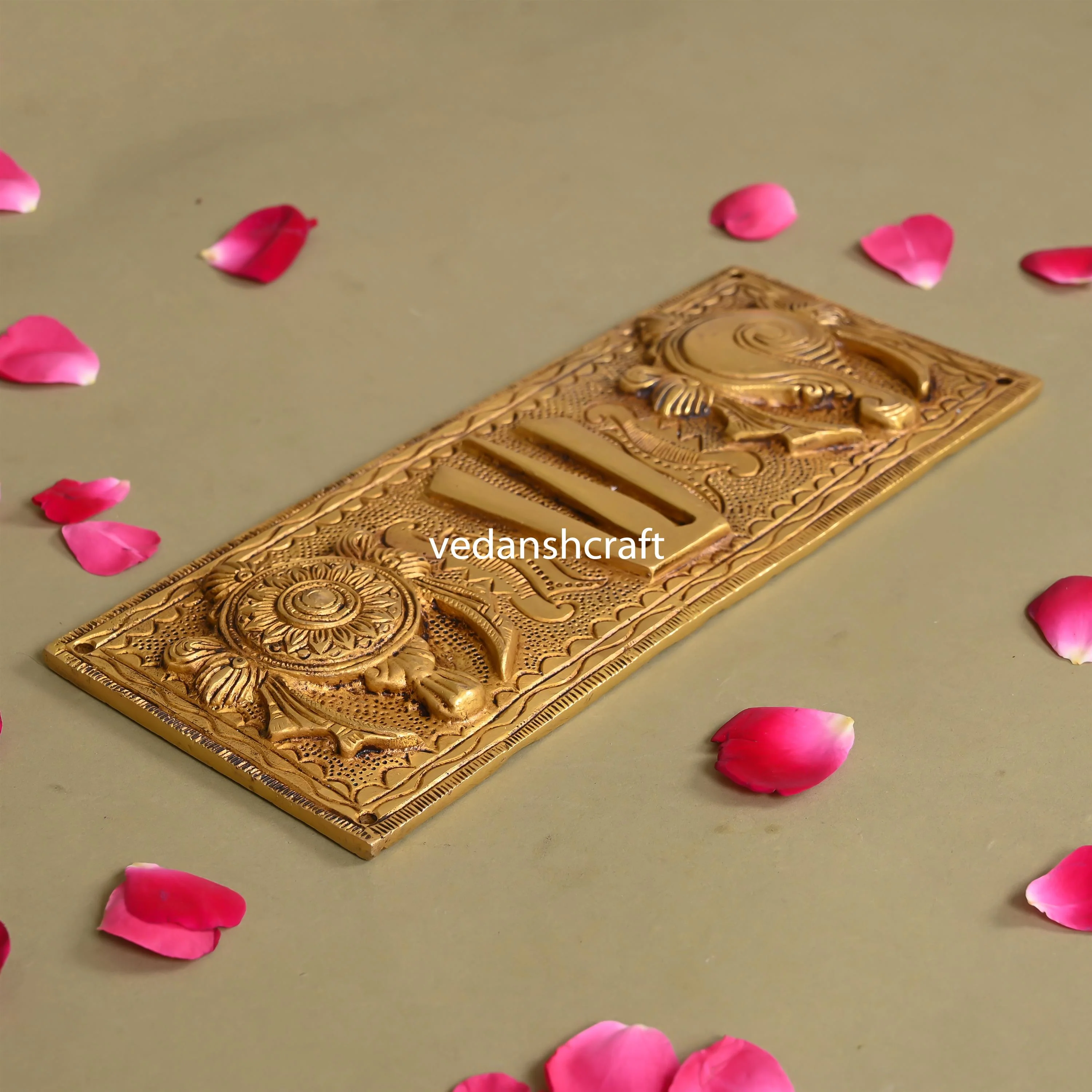 Brass Shankh Chakra Namah Wall Hanging (2.5 Inch) - Image 6