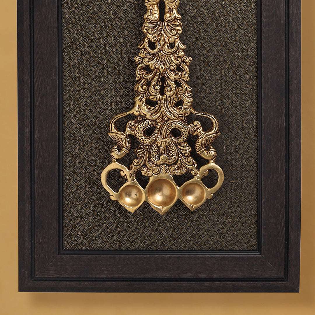 Brass Sheshnag Pooja Spoon With Wooden Frame (16.5 Inch) - Image 5