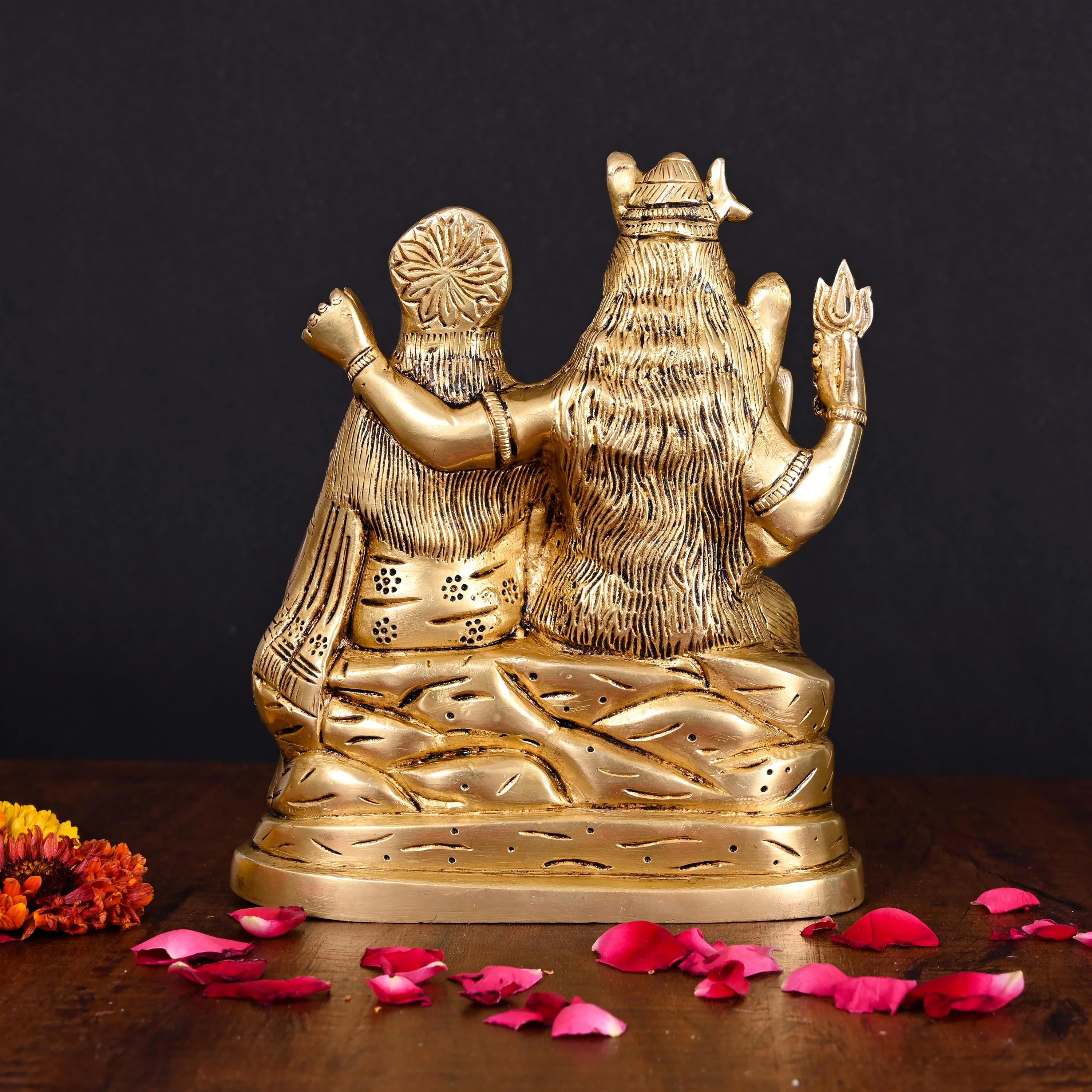 Brass Sitting Shiva Family Statue (8 Inch) - Image 3