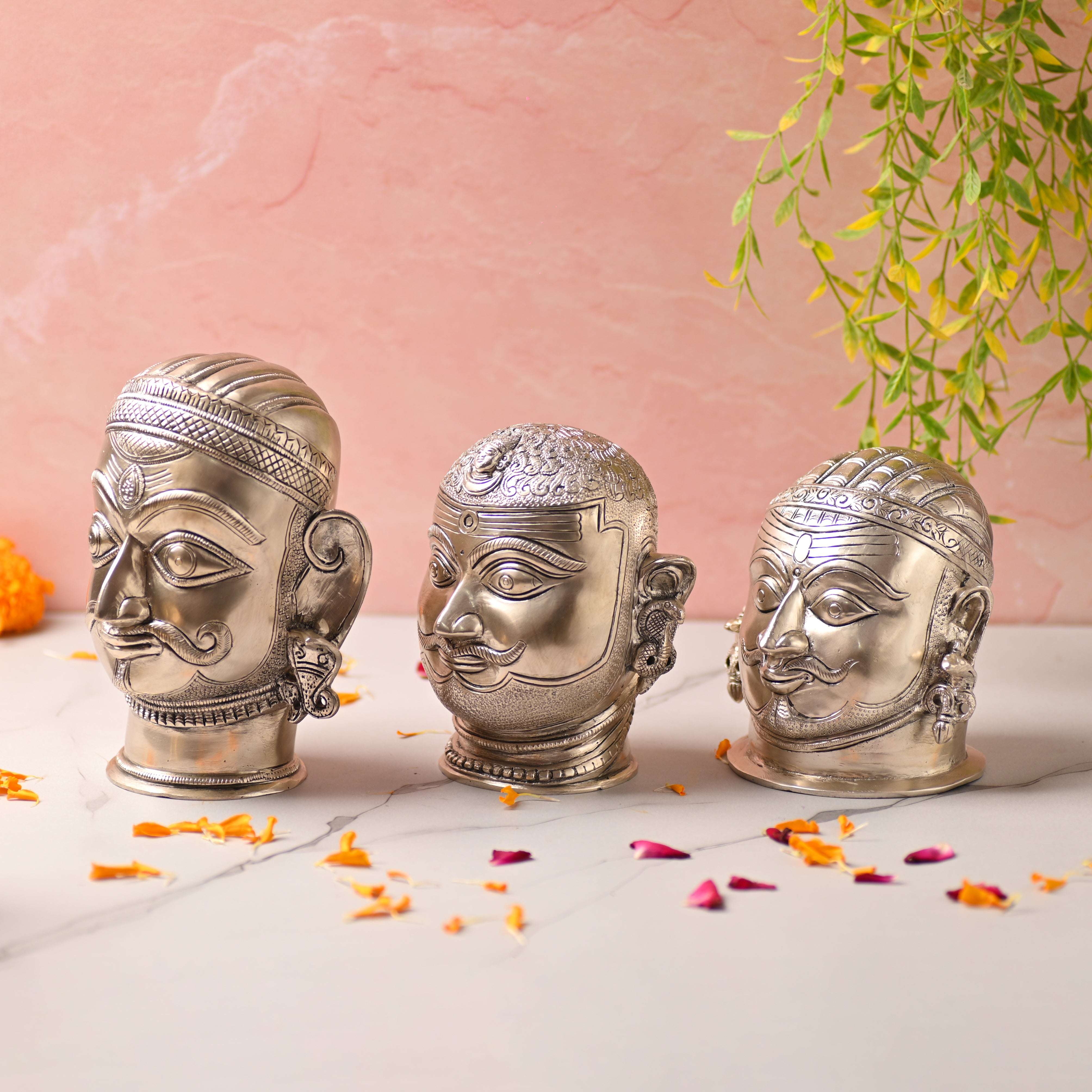 Brass Silver Plated Shiva Head Idol - Image 2