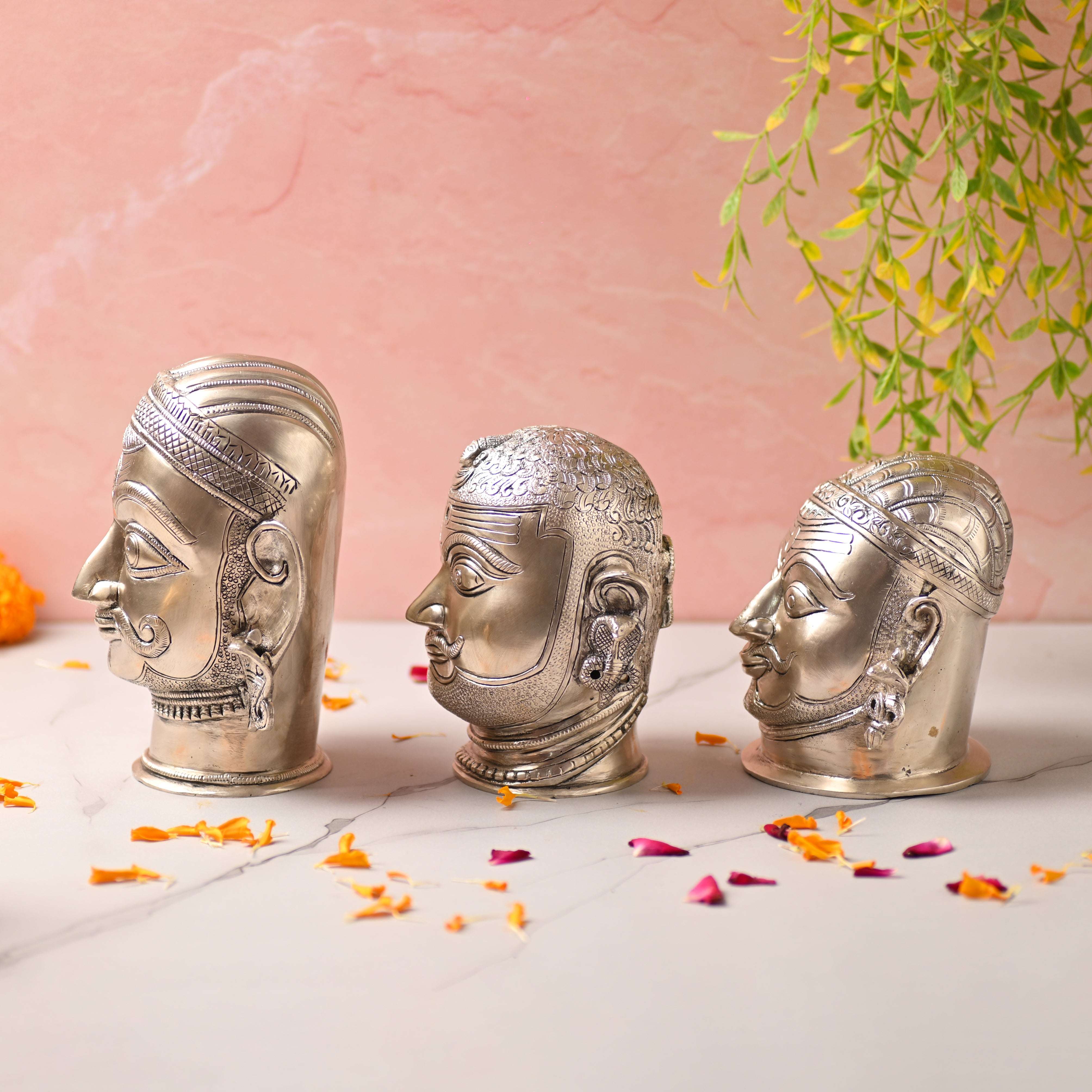 Brass Silver Plated Shiva Head Idol - Image 3