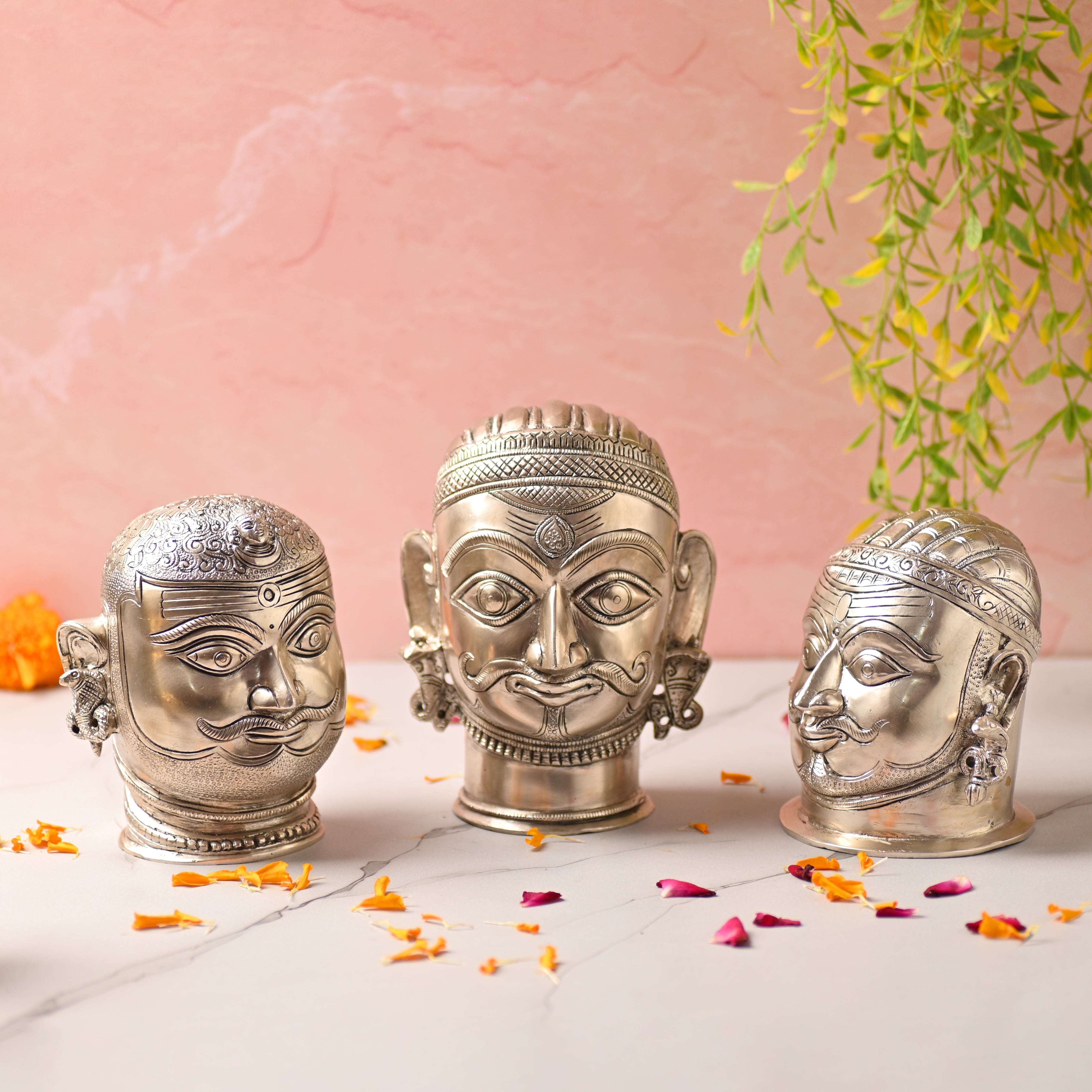 Brass Silver Plated Shiva Head Idol - Image 4